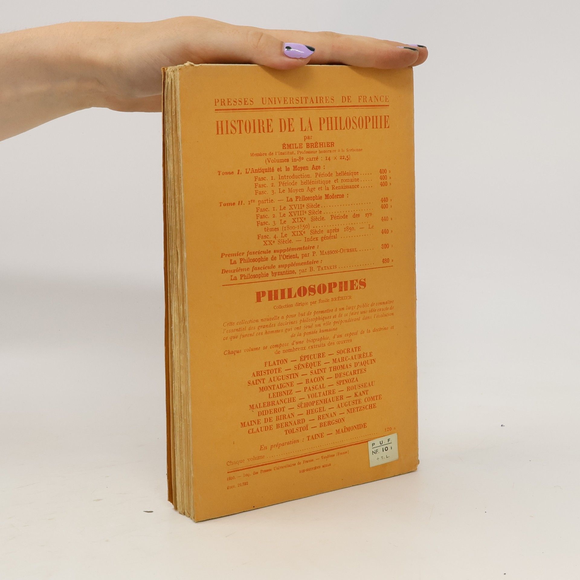 Émile Bréhier Histoire de la philosophie I