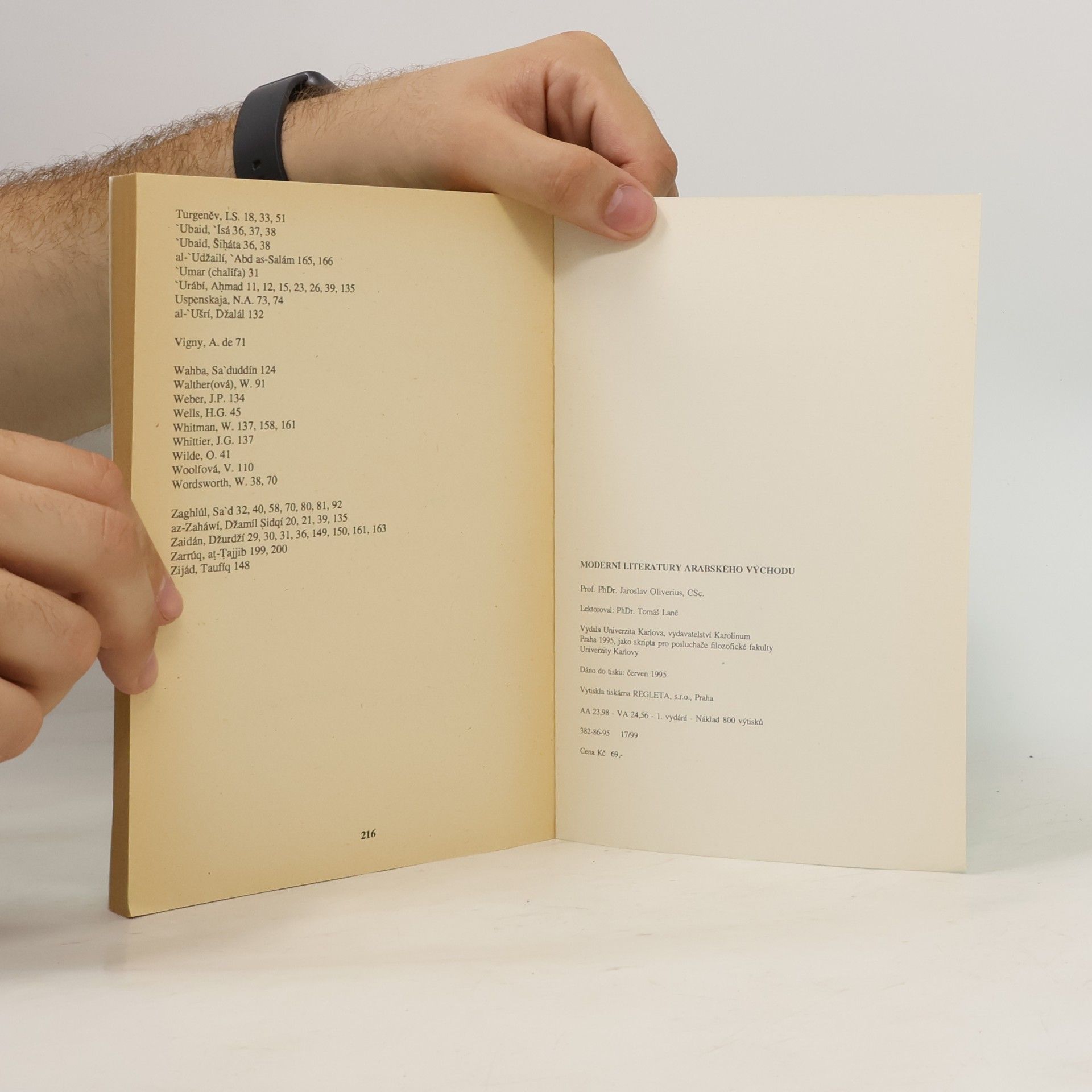 Jaroslav Oliverius Moderní literatury arabského Východu