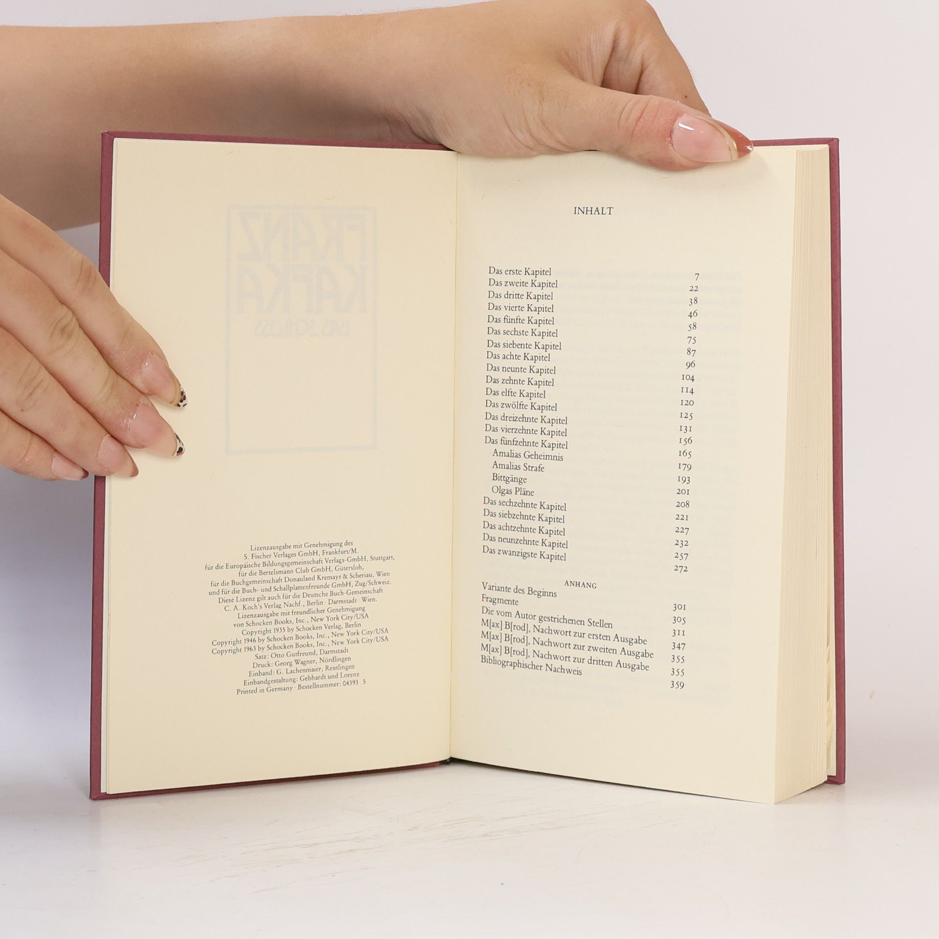 Franz Kafka Das Schloss. Erzählungen. Hochzeitsvorbereitungen. Amerika. Beschreibung. Der Prozes