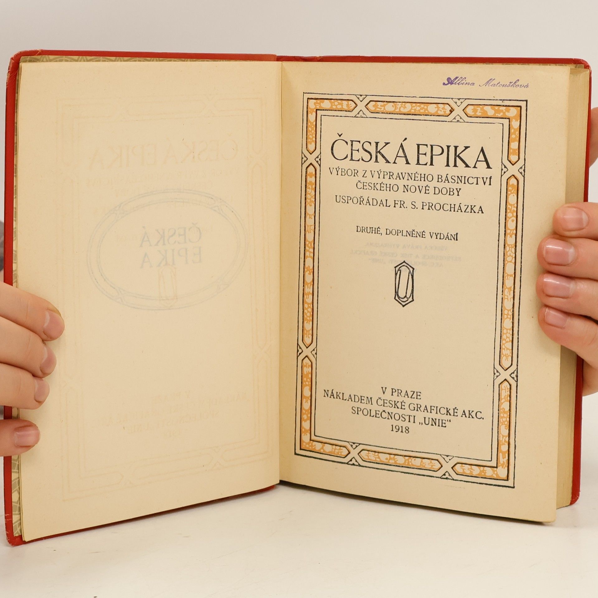 František S. Procházka Česká epika. Výbor z výpravného básnictví českého nové doby