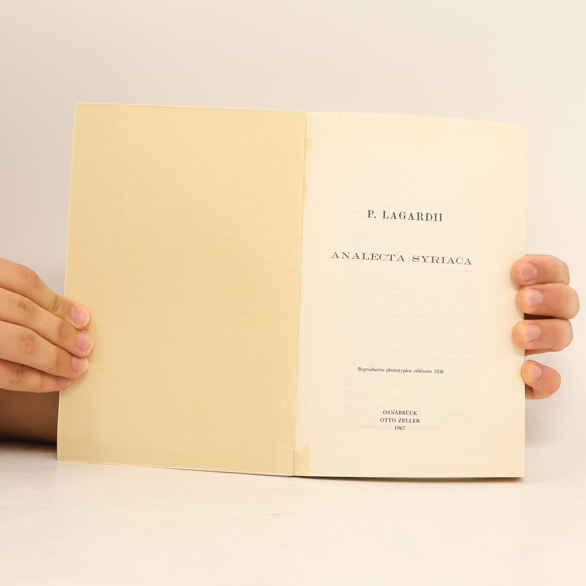 Paul de Lagarde P. Lagardii Analecta Syriaca