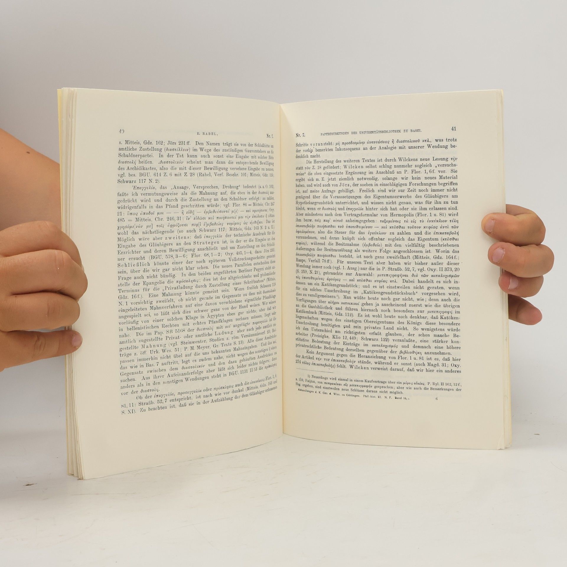 Ernst Rabel Papyrusurkunden der Offentlichen Bibliothek der Universität zu Basel