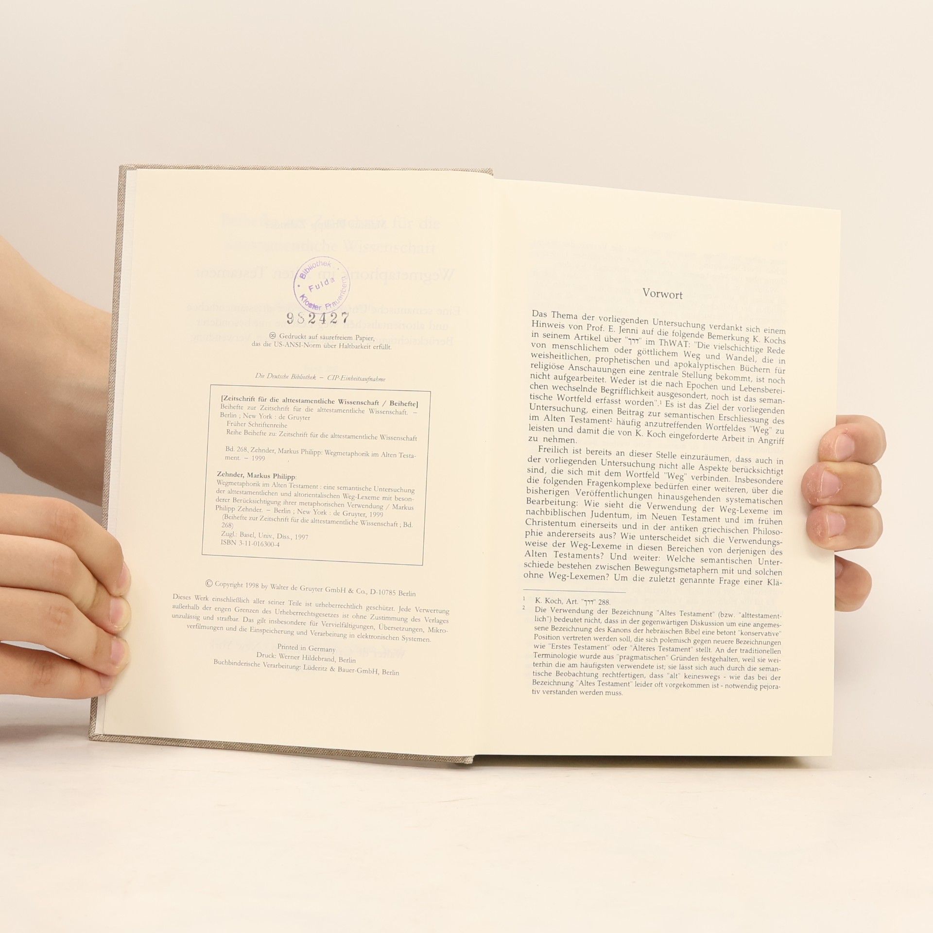 Markus Philipp Zehnder Beihefte zur Zeitschrift für die alttestamentliche Wissenschaft - 268: Wegmetaphorik im Alten Testament