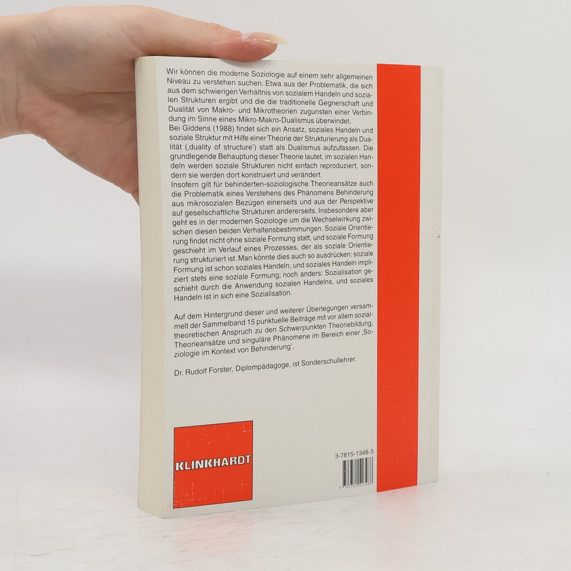 Rudolf Forster Soziologie im Kontext von Behinderung