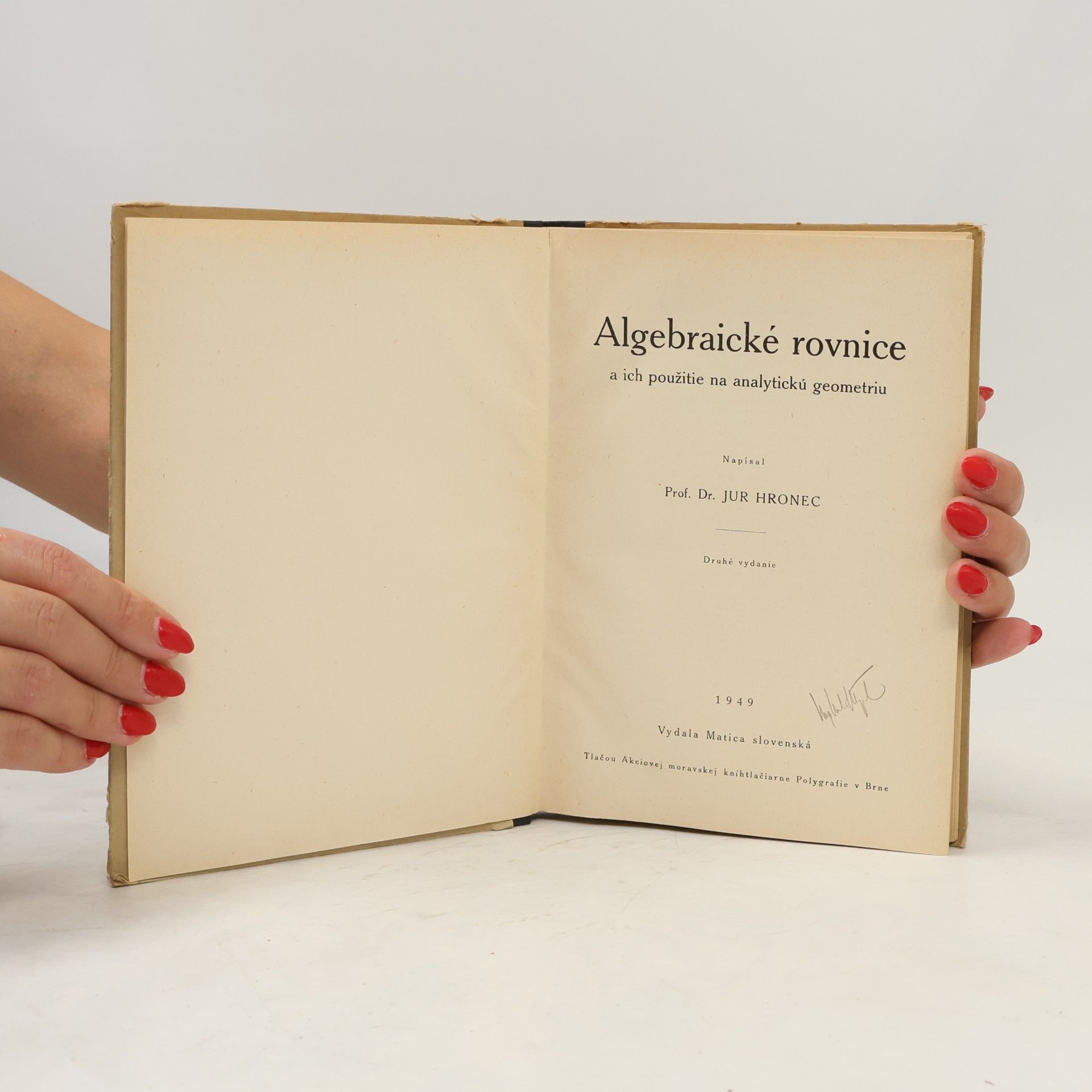 Juraj Hronec Algebraické rovnice a ich použitie na analytickú geometriu