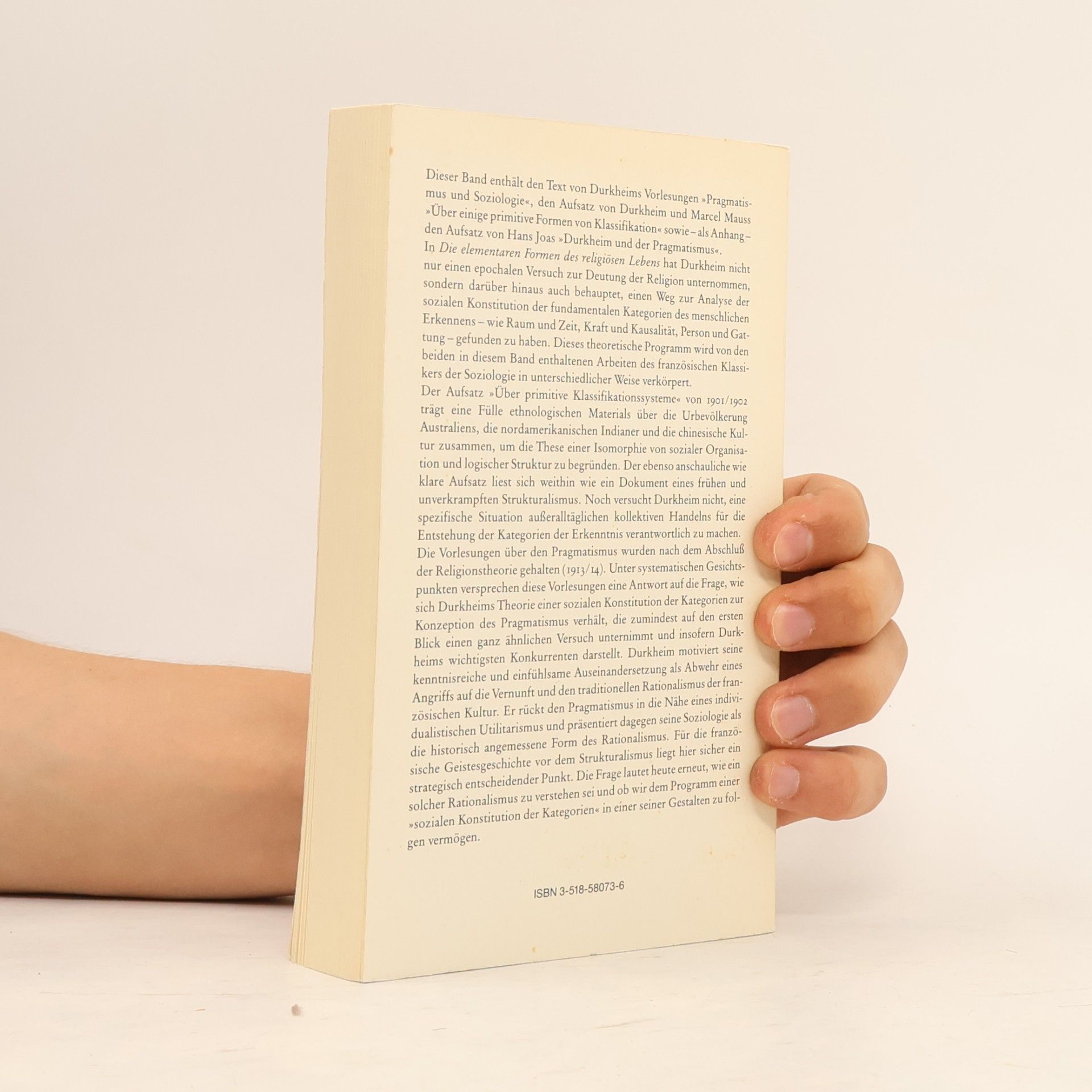 Émile Durkheim Schriften zur Soziologie der Erkenntnis