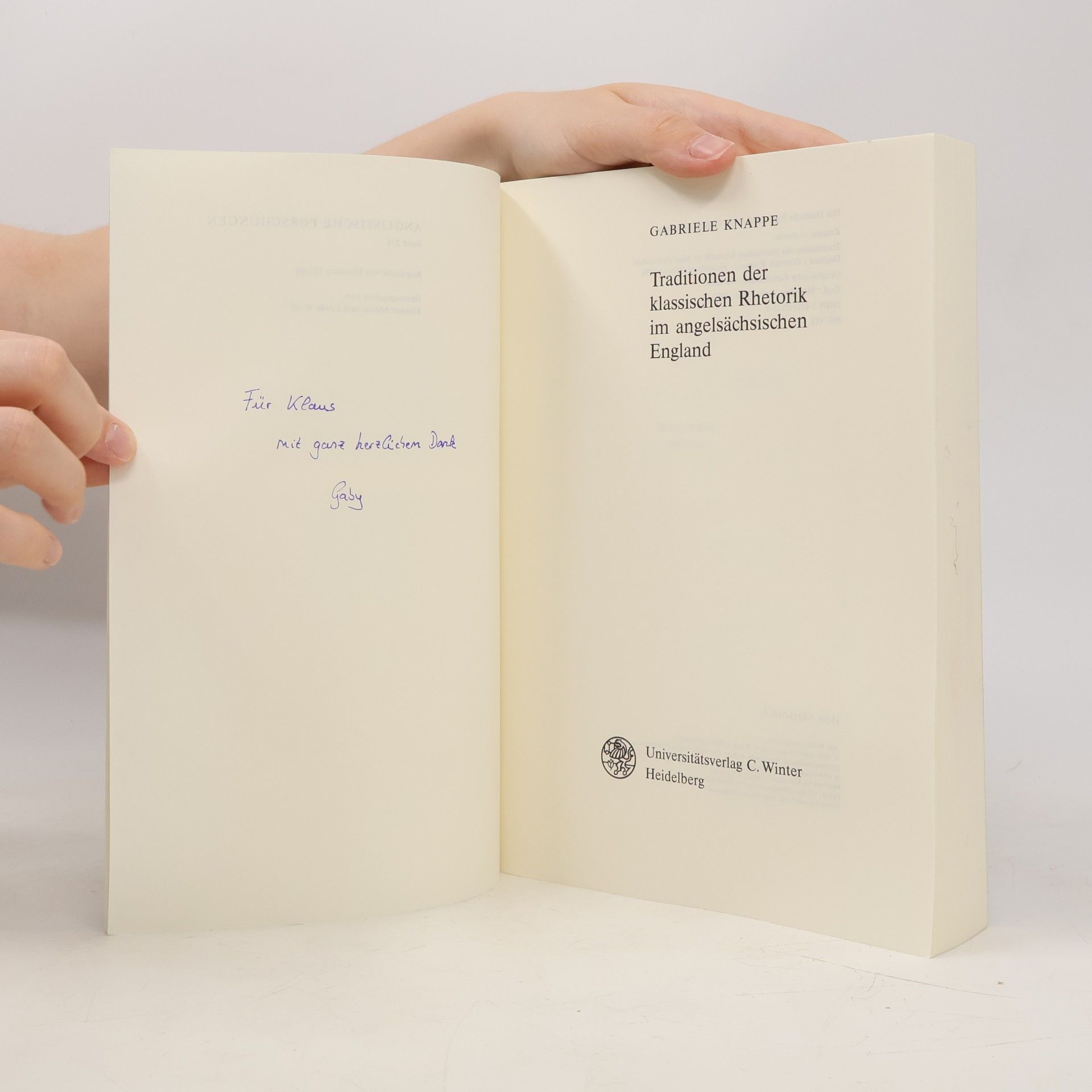 Gabriele Knappe Anglistische Forschungen: Traditionen der klassischen Rhetorik im angelsächsischen England: Diss.