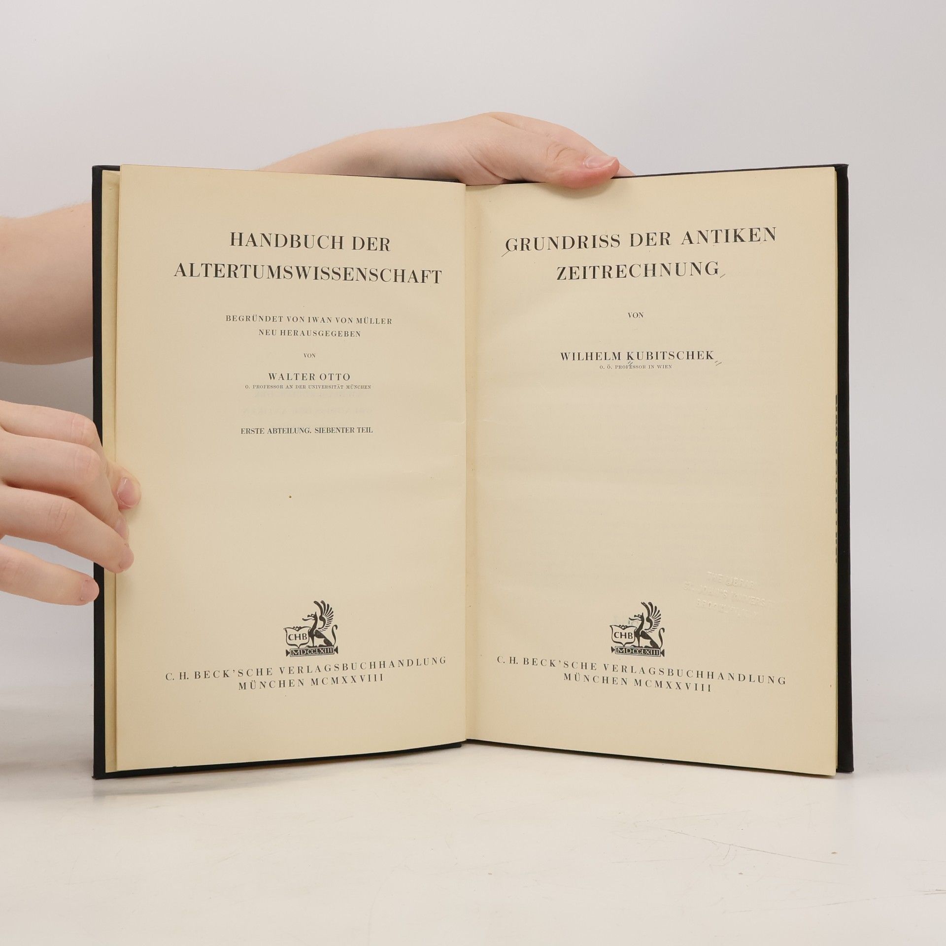Wilhelm Kubitschek Grundriss der antiken Zeitrechnung