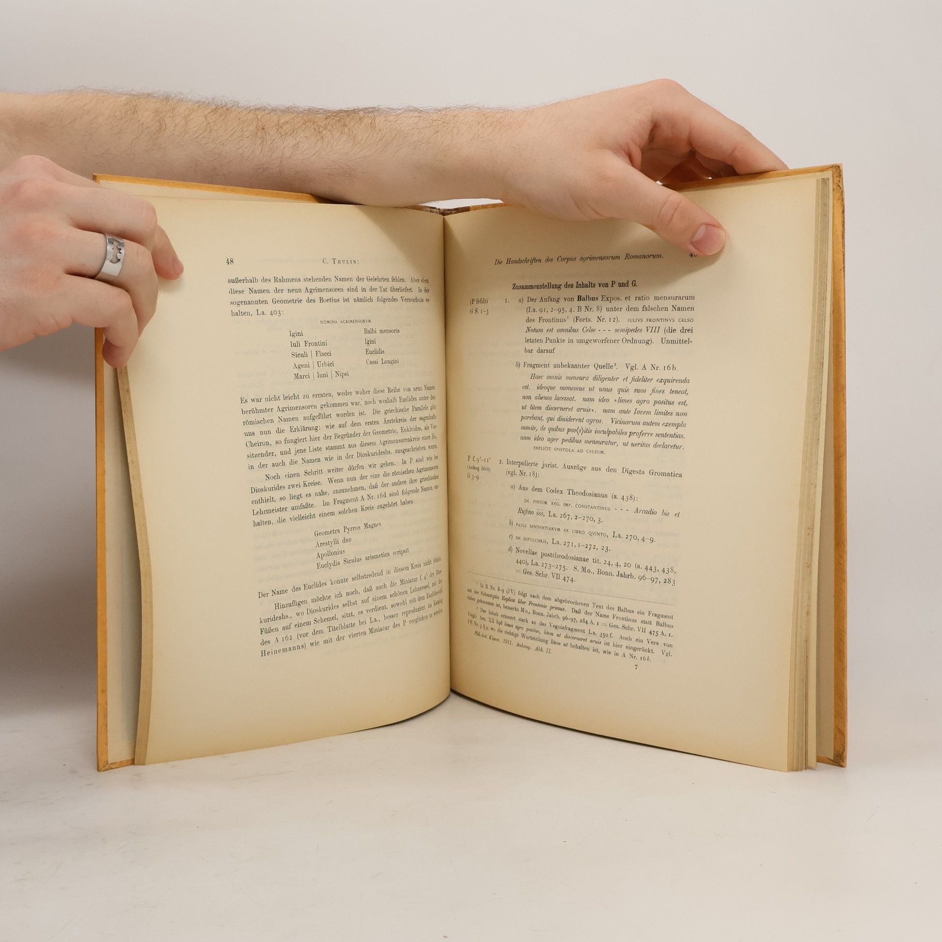 Carl Thulin Die Handschriften des Corpus Agrimensorum Romanorum