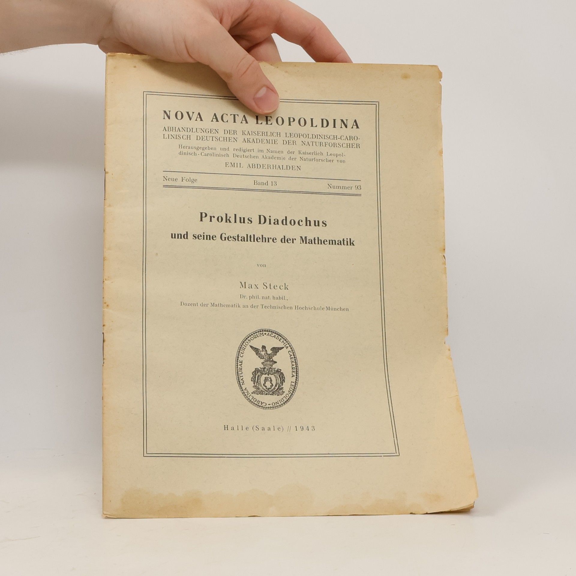 Max Steck Proklus Diadochus und seine Gestaltlehre der Mathematik