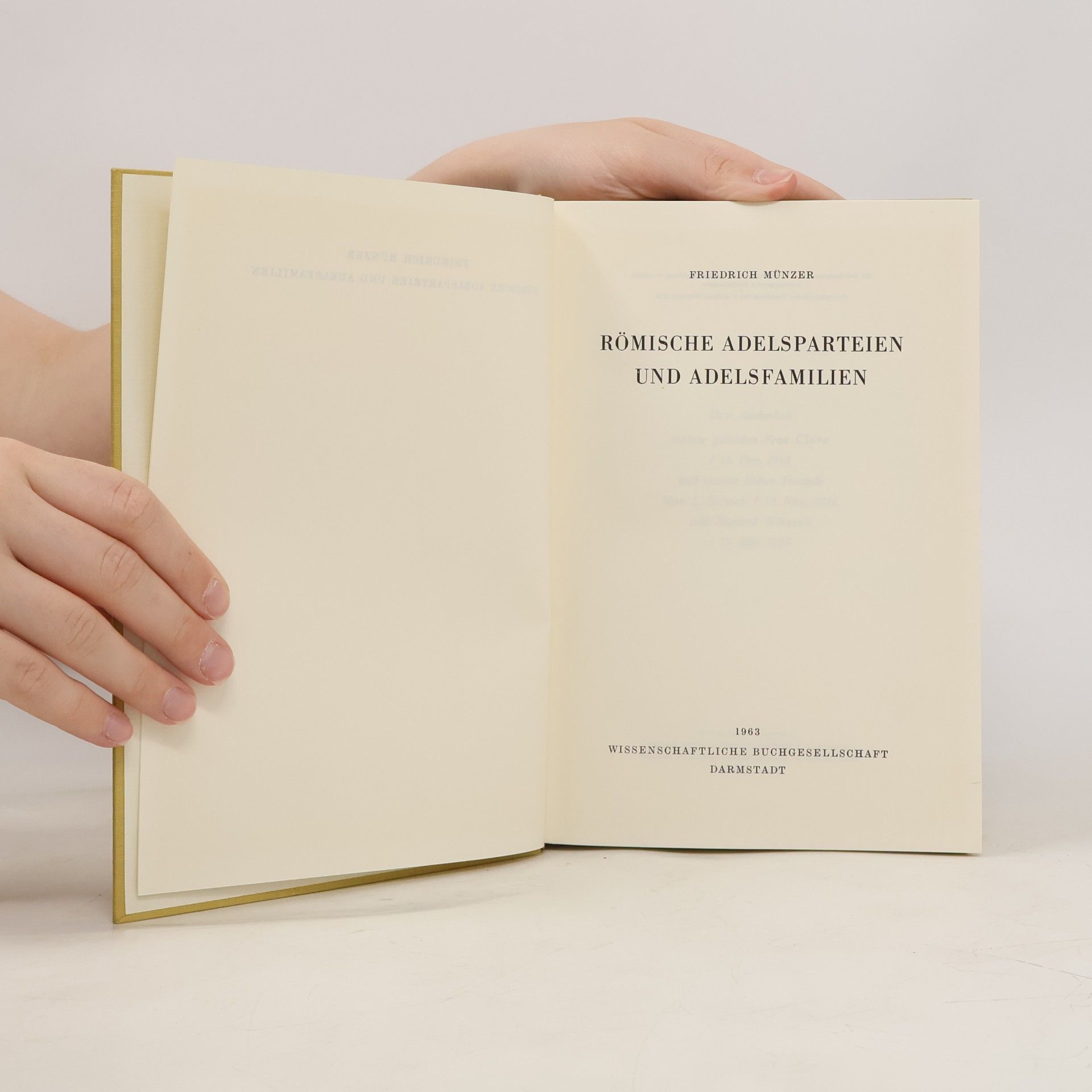 Friedrich Münzer Römische Adelsparteien Und Adelsfamilien