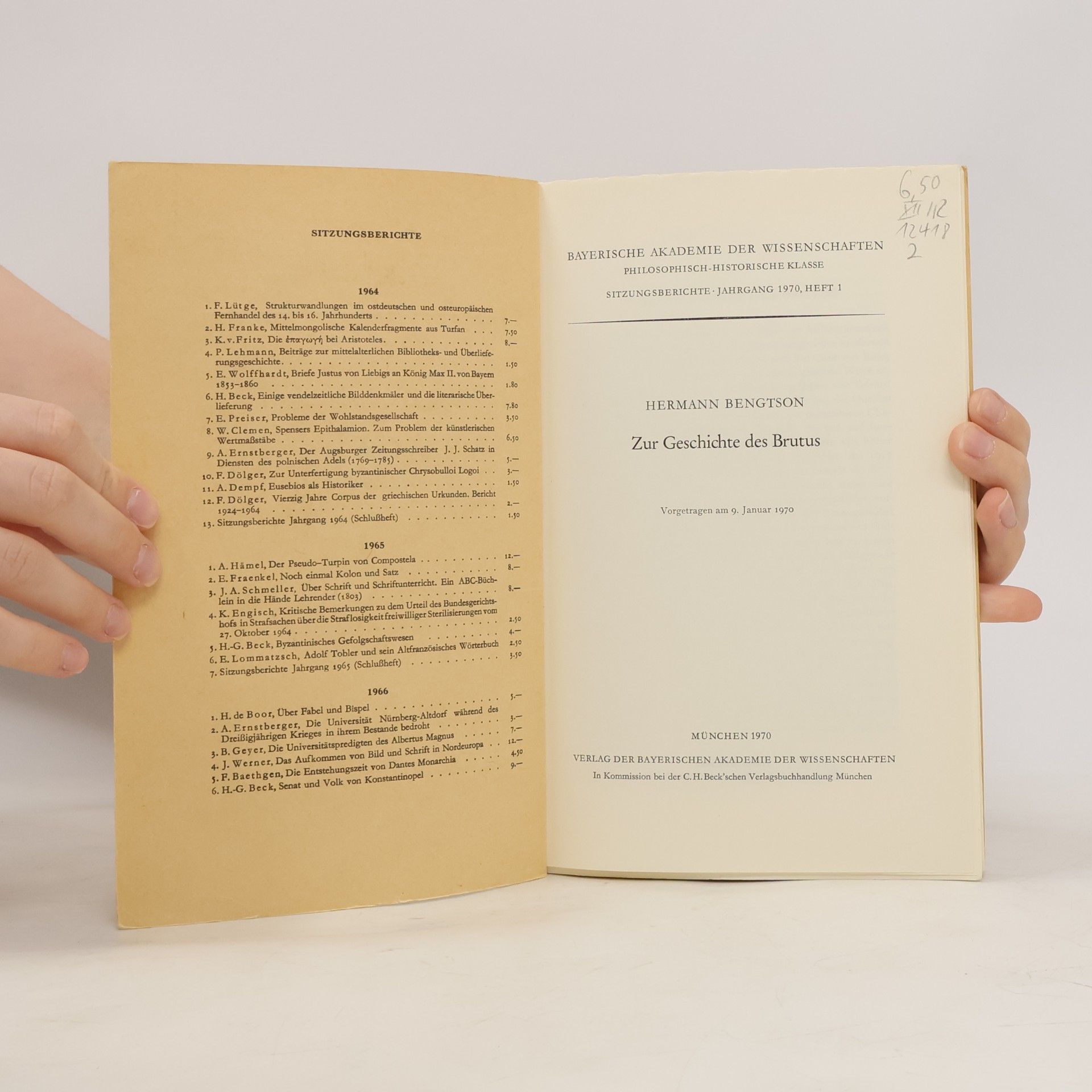 Hermann Bengtson Zur Geschichte des Brutus