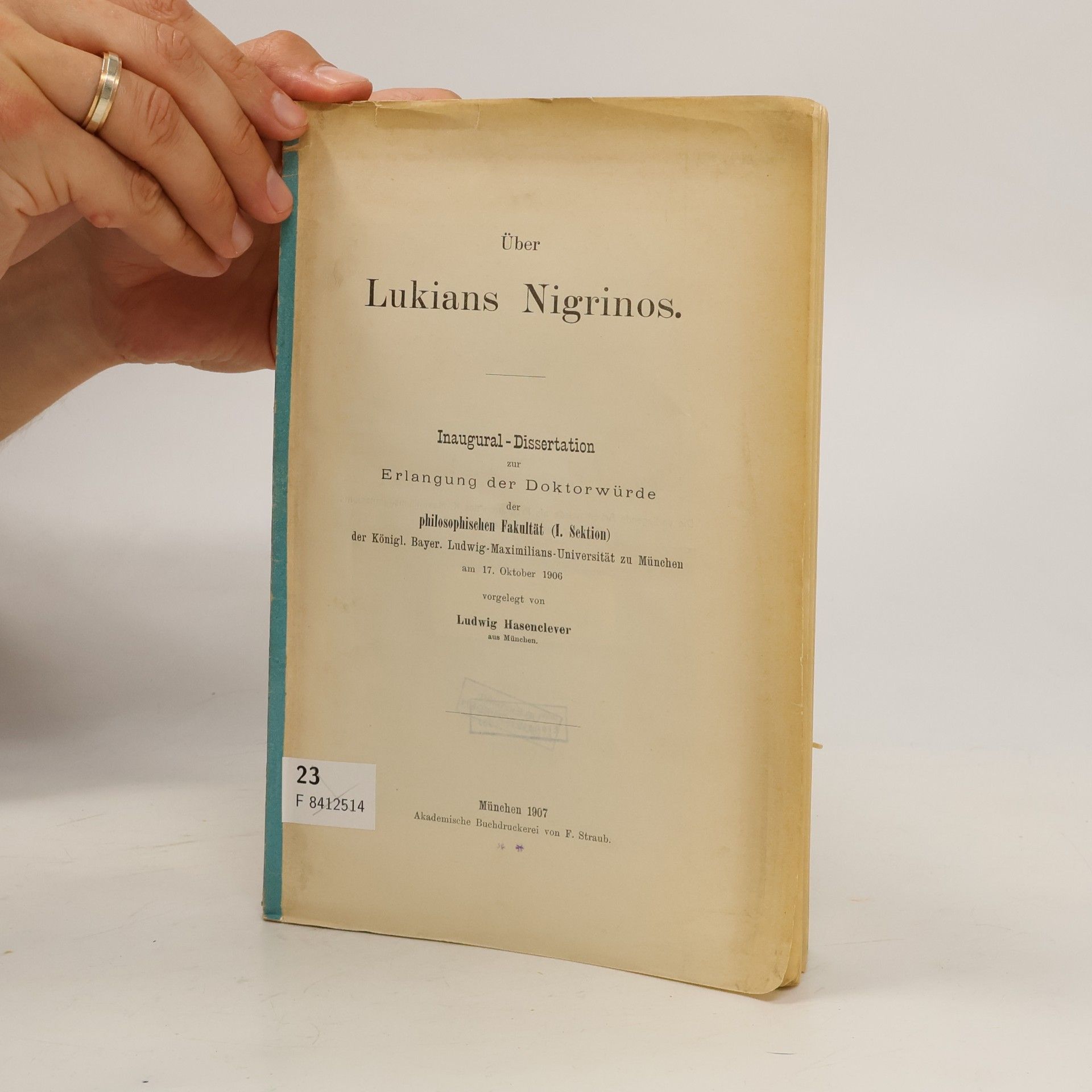 Ludwig Hasenclever Über Lukians Nigrinos