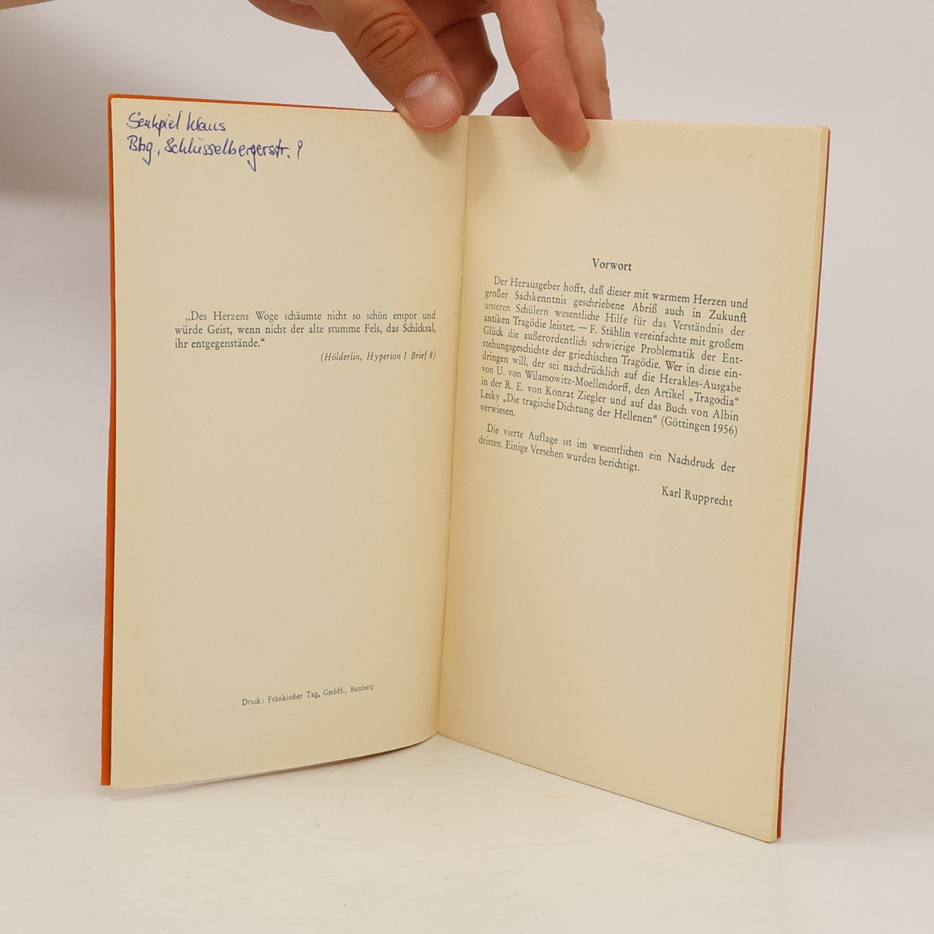 Friedrich Stählin Einleitung in die Griechische Tragödie
