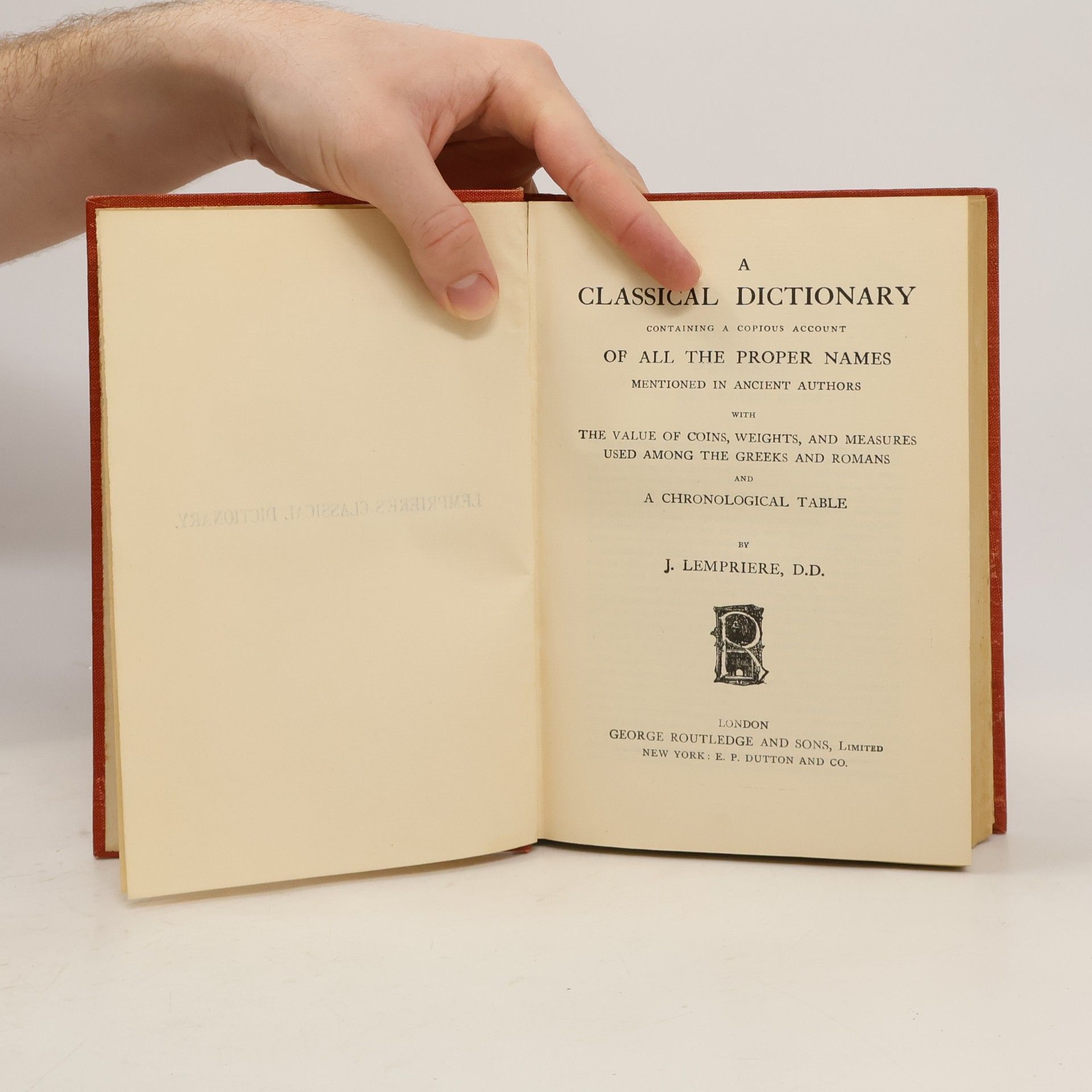 John Lempriere A Classical Dictionary