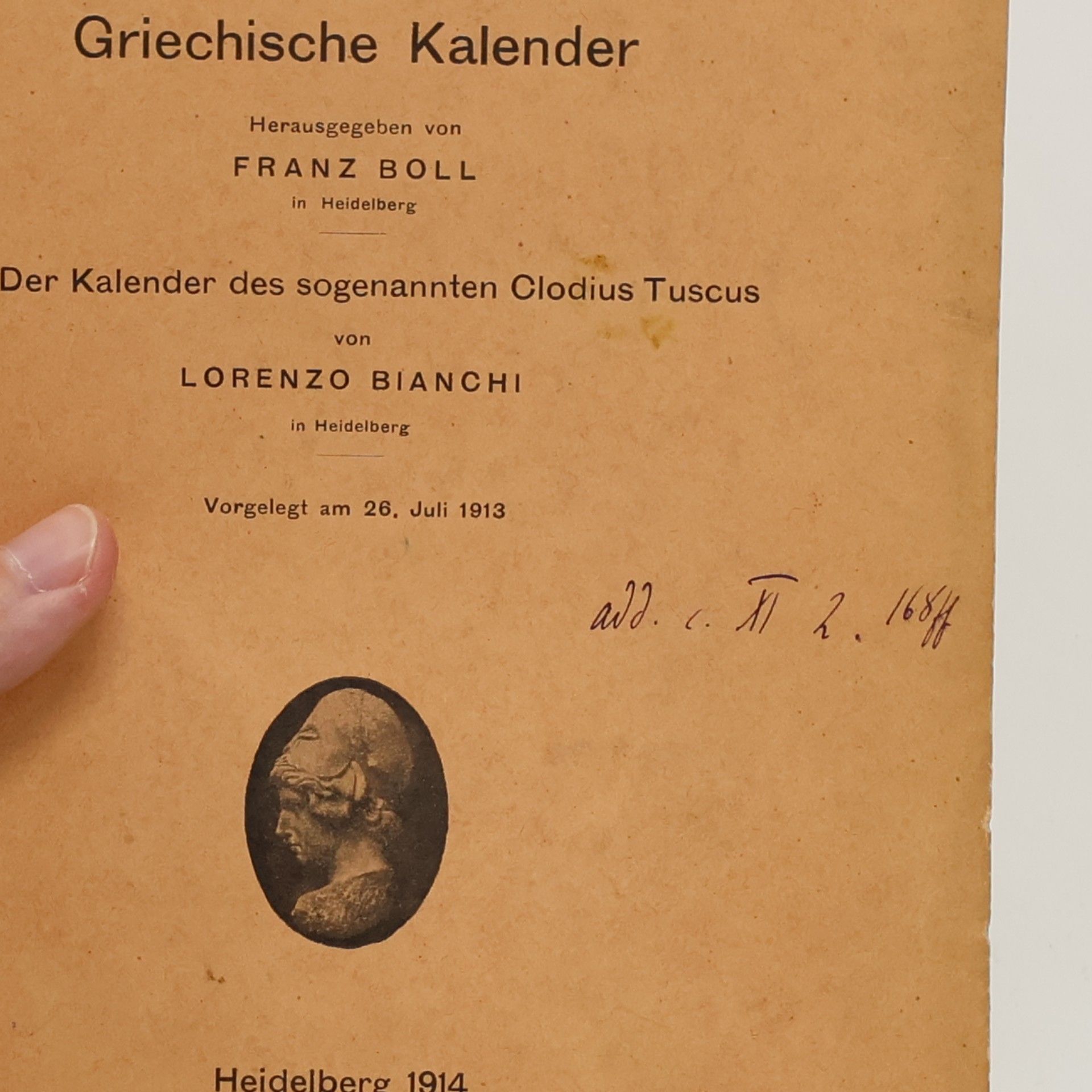 Franz Boll Griechische Kalender IV. Der Kalender des sogenannten Clodius Tuscus