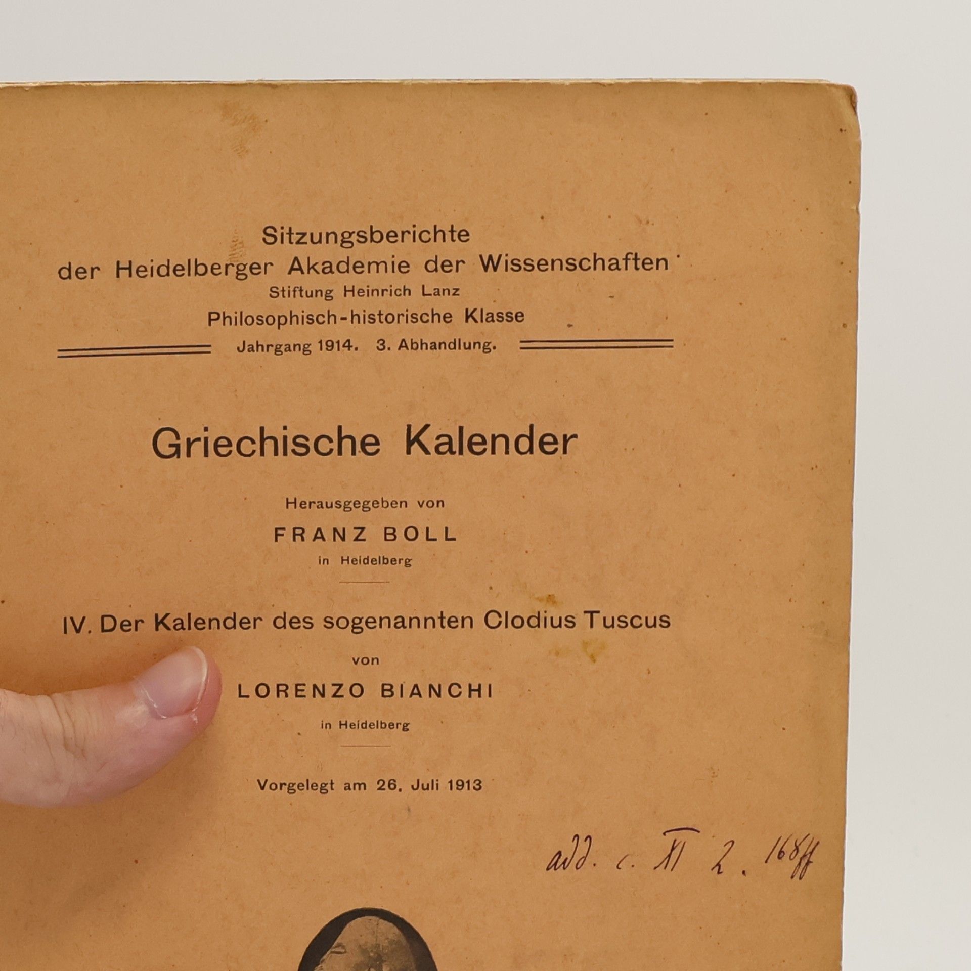 Franz Boll Griechische Kalender IV. Der Kalender des sogenannten Clodius Tuscus