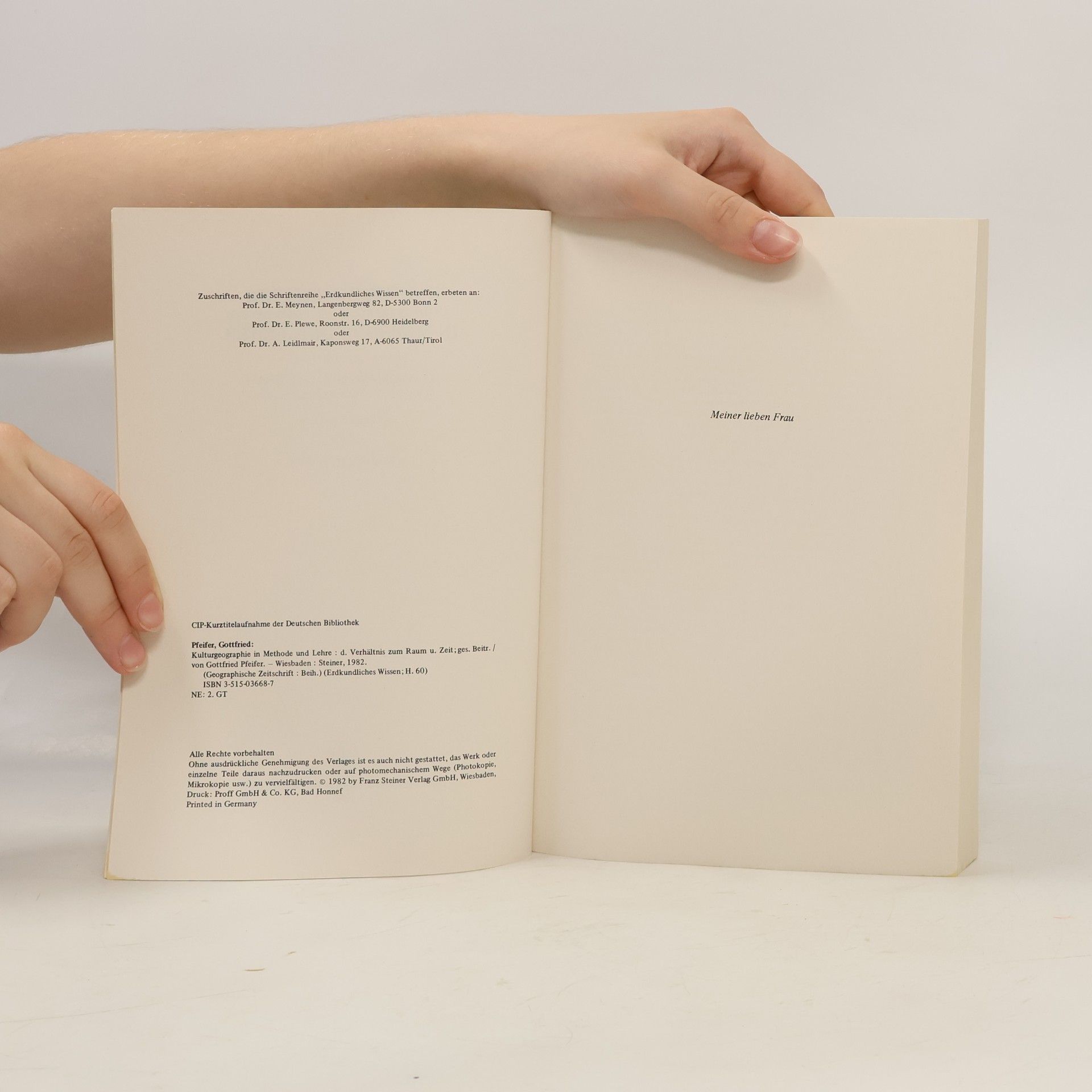 Gottfried Pfeifer Geographie in Methode und Lehre. Kulturgeographie in Methode und Lehre