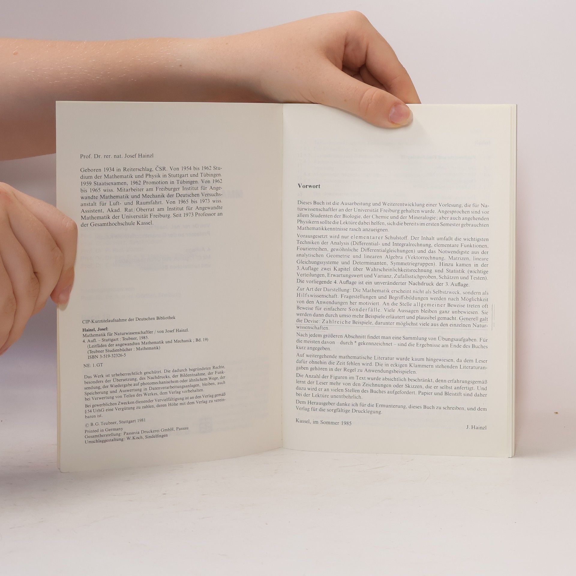 Josef Hainzl Leitfäden der angewandten Mathematik und Mechanik - Teubner Studienbücher - 19: Mathematik für Naturwissenschaftler
