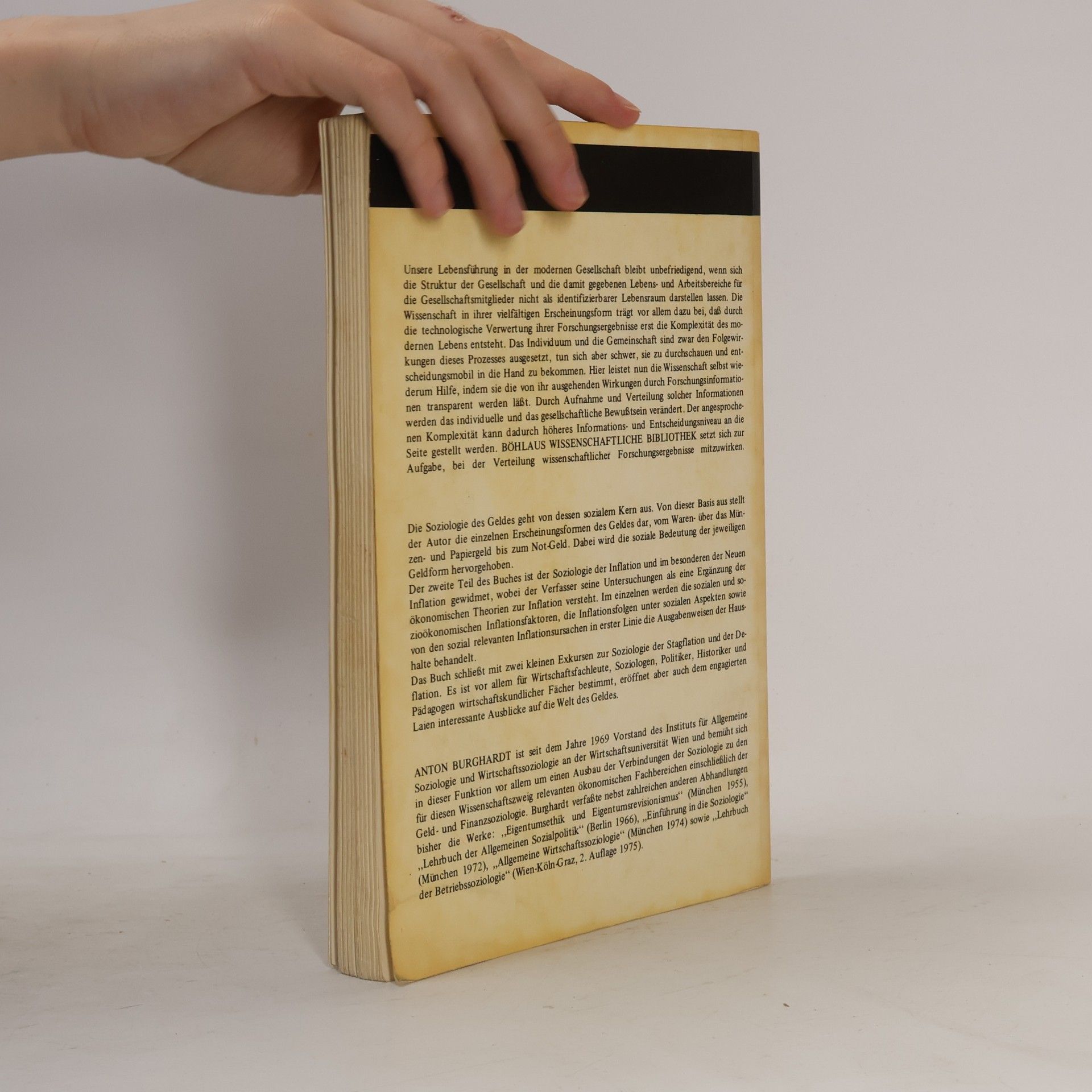 Anton Burghardt Böhlaus Wissenschaftliche Bibliothek: Soziologie des Geldes und der Inflation