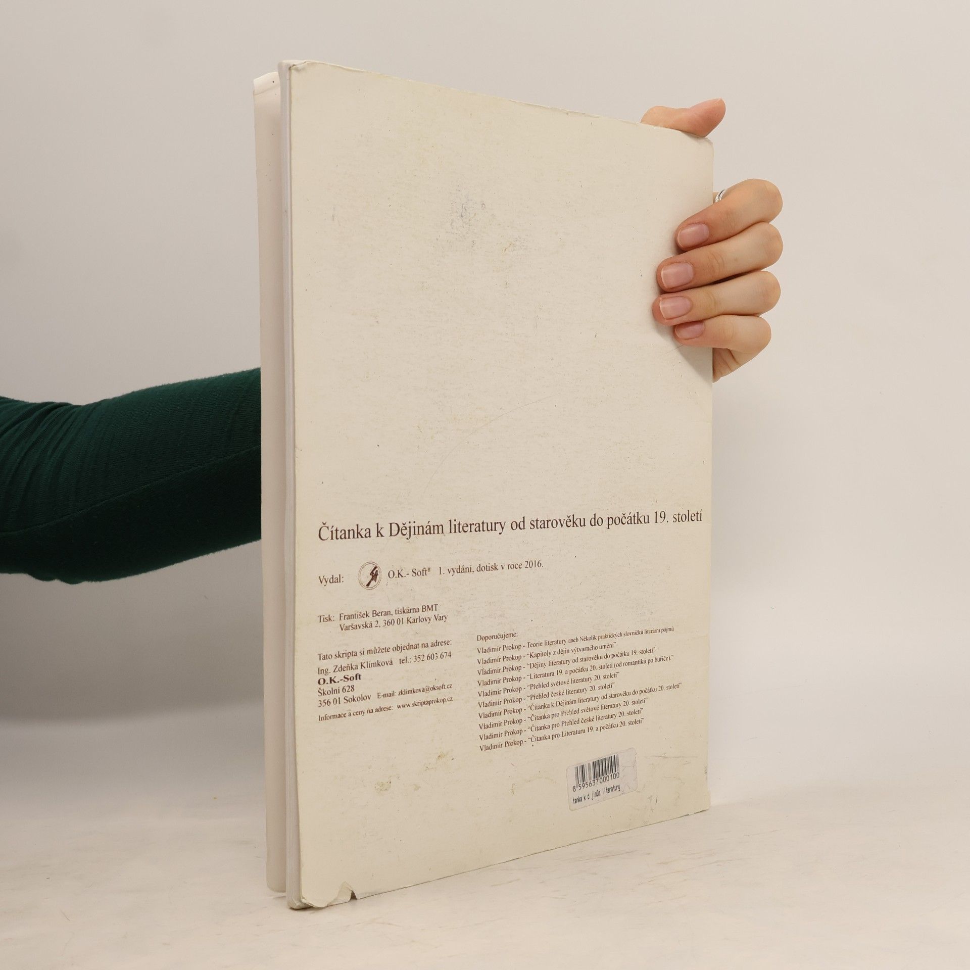 Vladimír Prokop Čítanka k Dějinám literatury od starověku do počátku 19. století