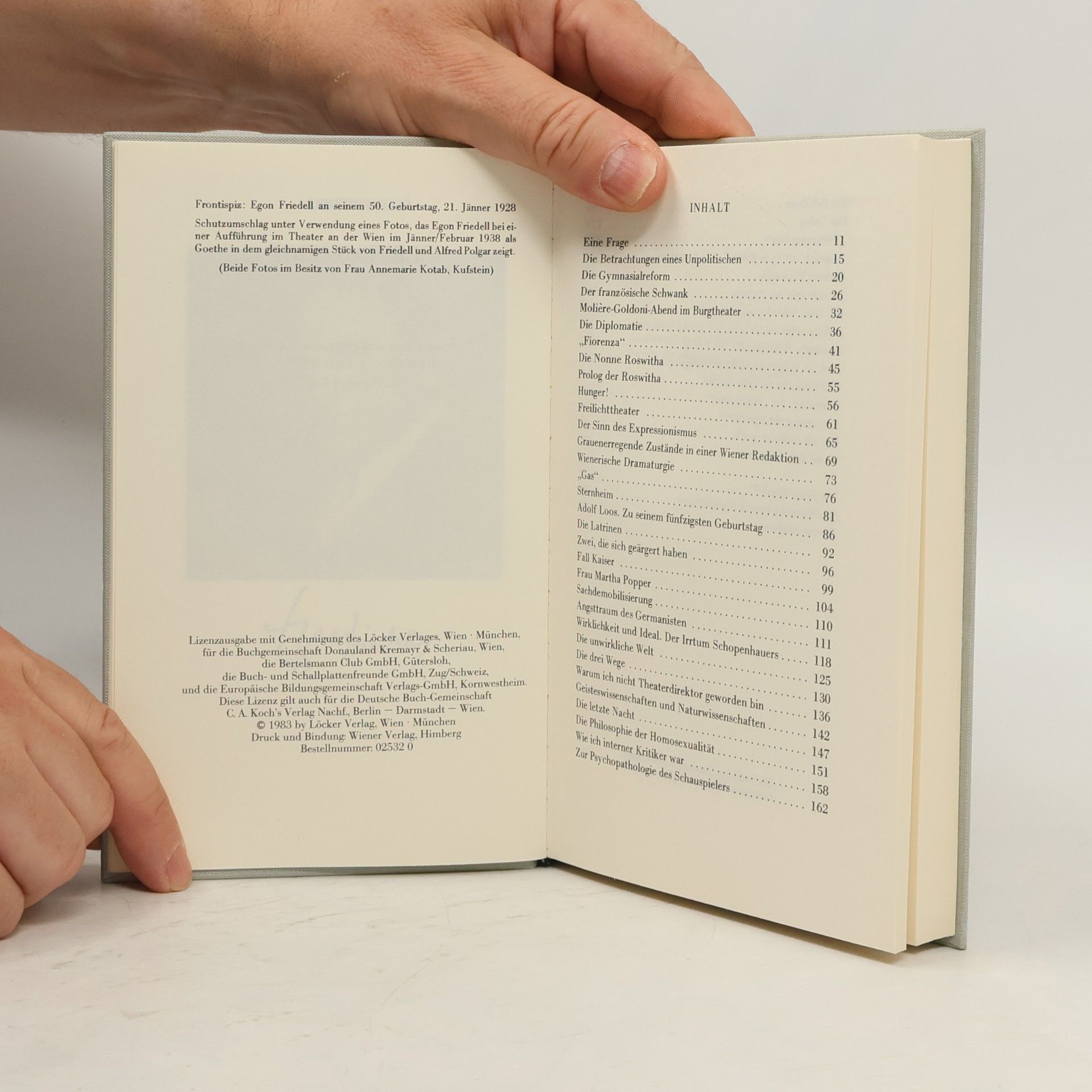 Egon Friedell Selbstanzeige: Essays ab 1918