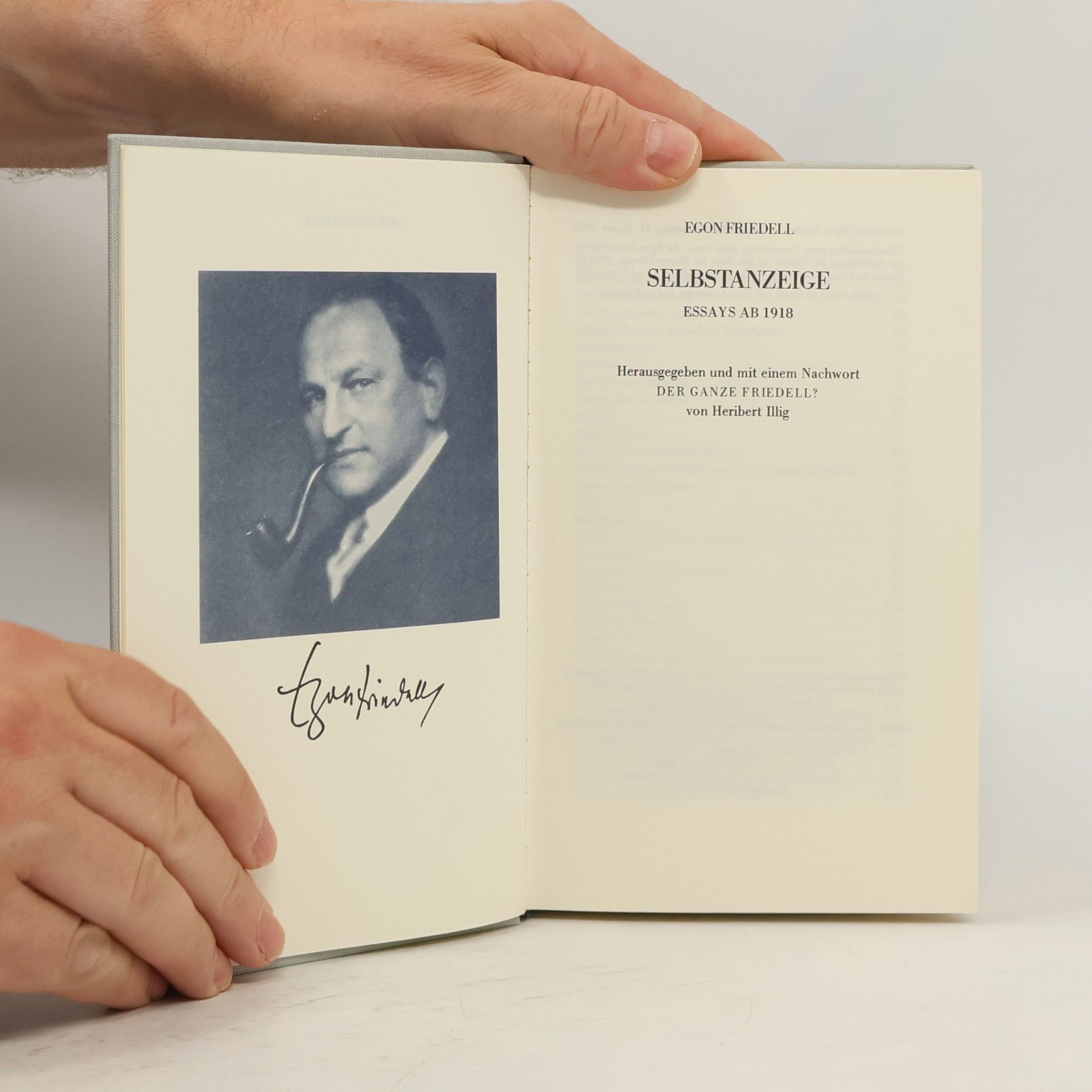 Egon Friedell Selbstanzeige: Essays ab 1918