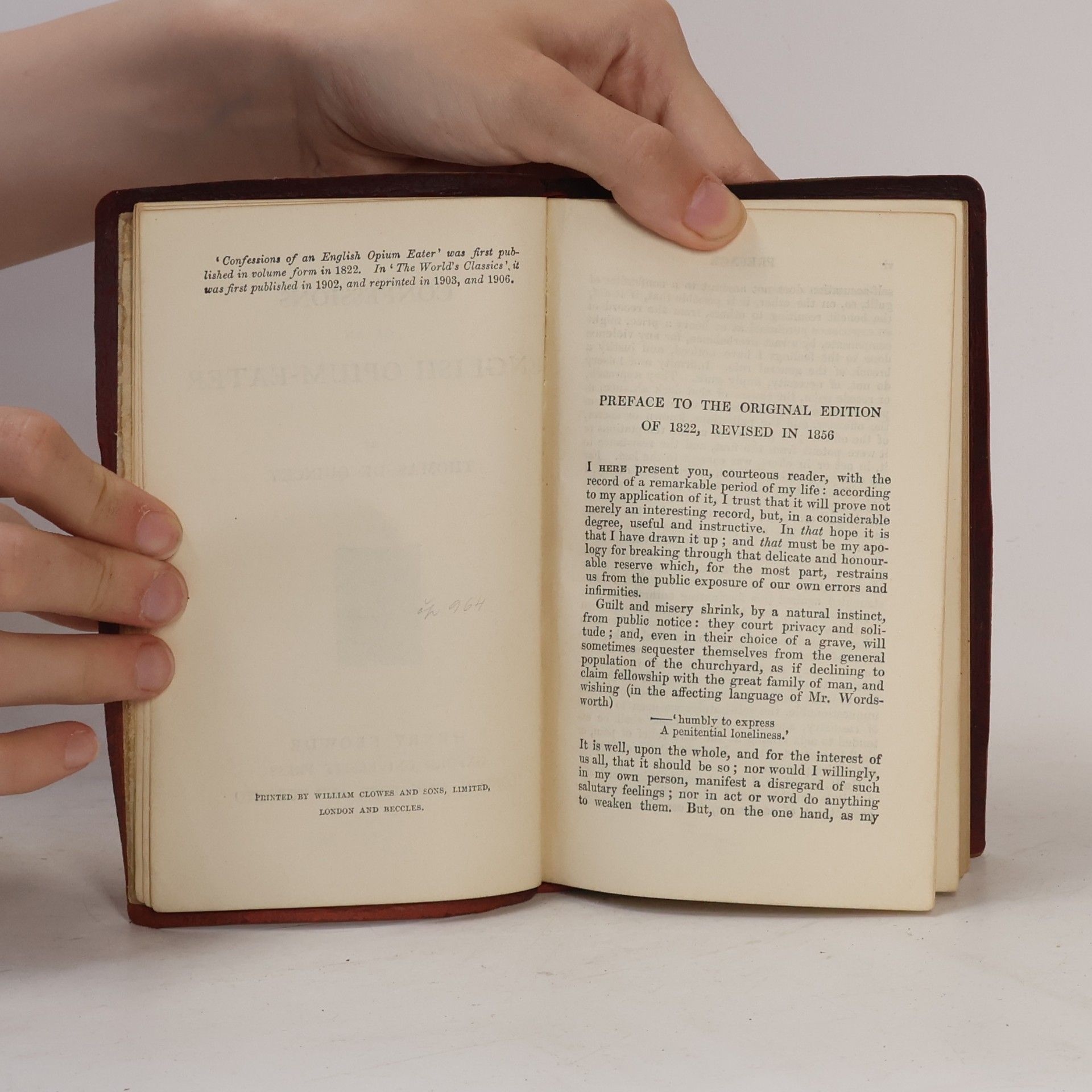 Thomas De Quincey Confessions of an English Opium-Eater