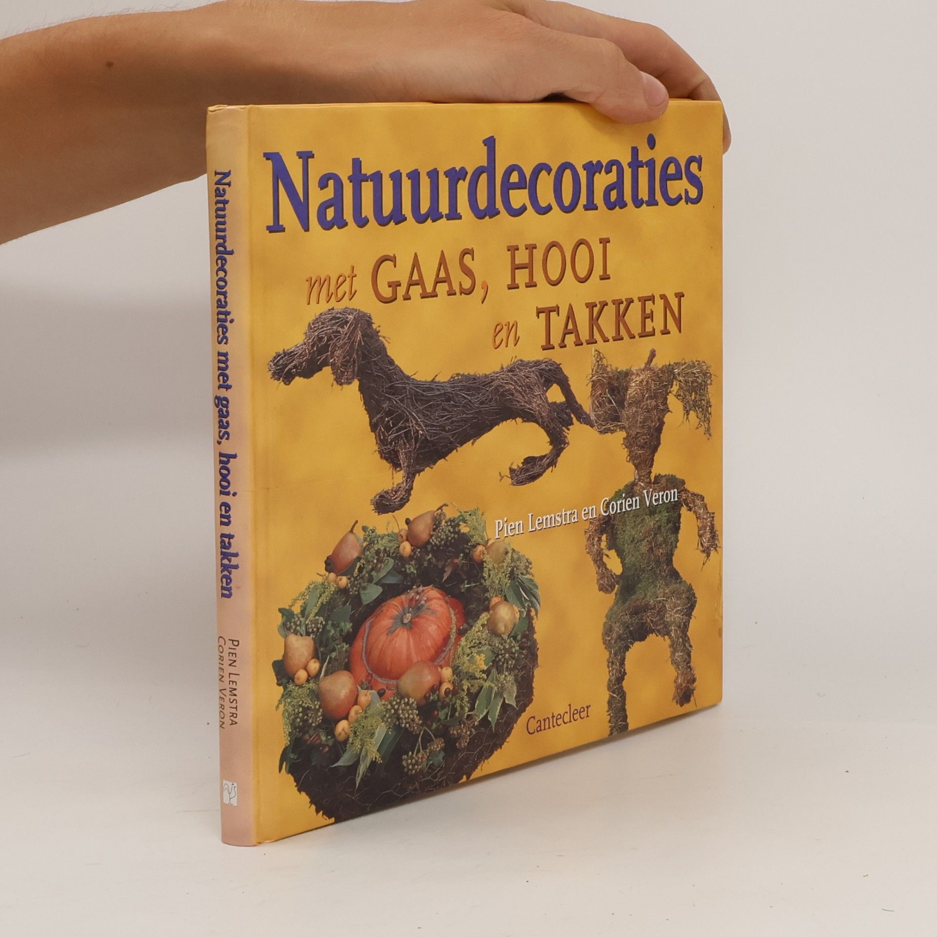 Natuurdecoraties met gaas, hooi en takken