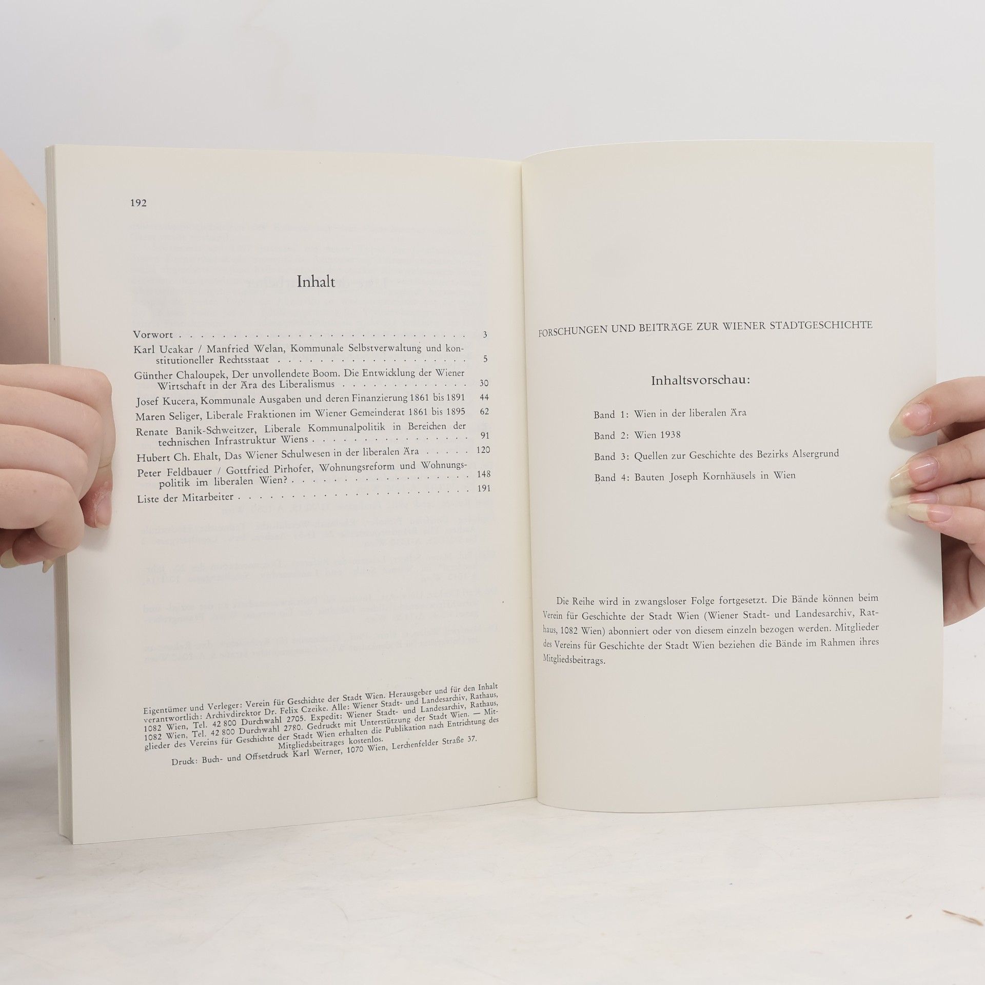 Autorenkollektiv Forschungen und Beiträge zur Wiener Stadtgeschichte 1