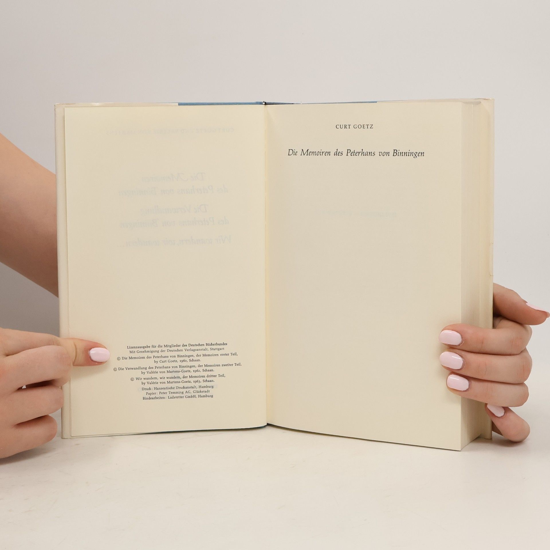 Curt Goetz Die Memoiren des Peterhans von Binningen