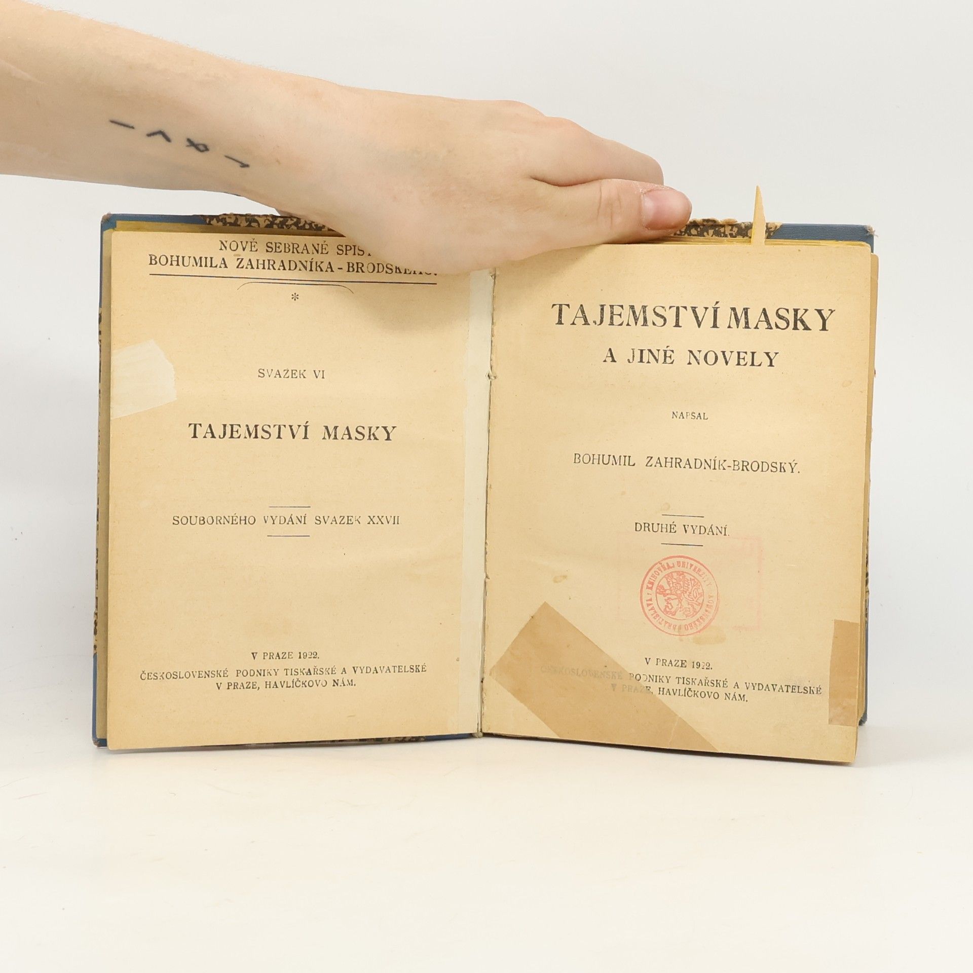 Bohumil Zahradník Brodský Nové sebrané spisy Bohumila Zahradníka-Brodského VI. Tajemství masky a jiné novely