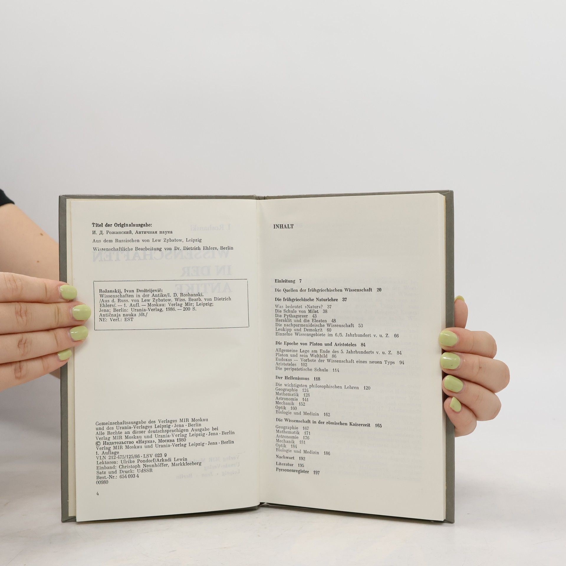Ivan D. Rožanskij Wissenschaft in der Antike