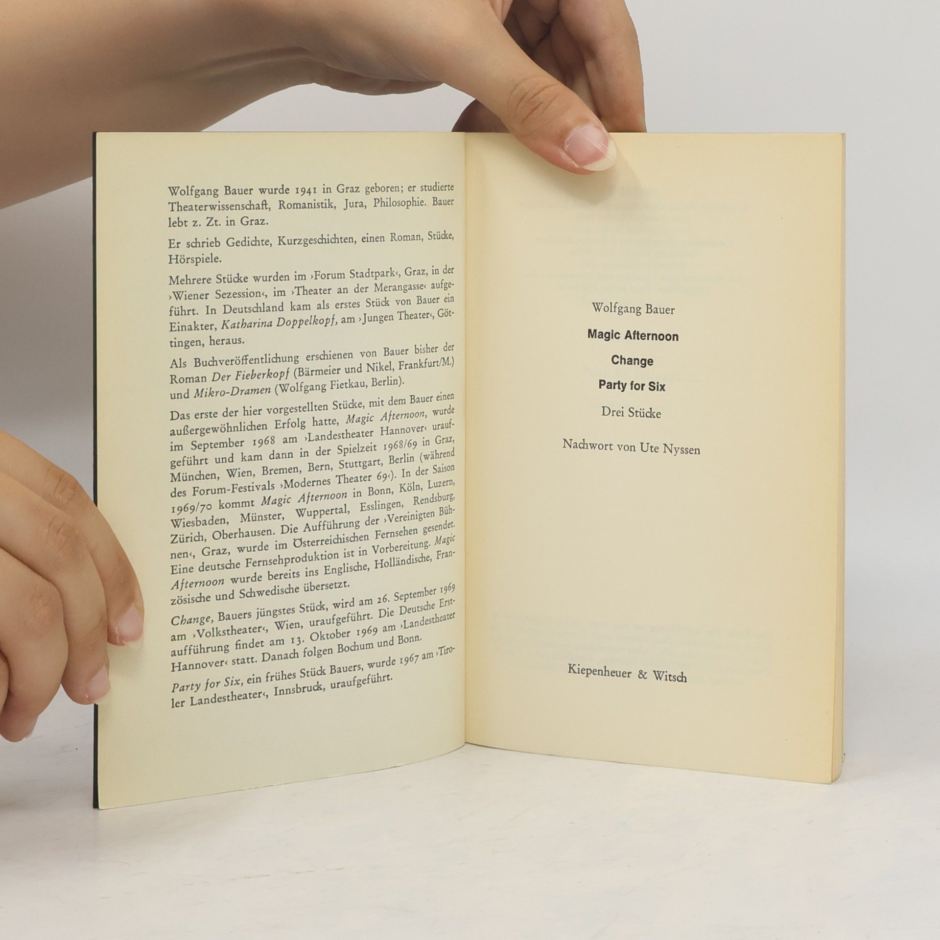 Wolfgang Bauer Magic Afternoon ; Change ; Party for Six : Drei Stücke