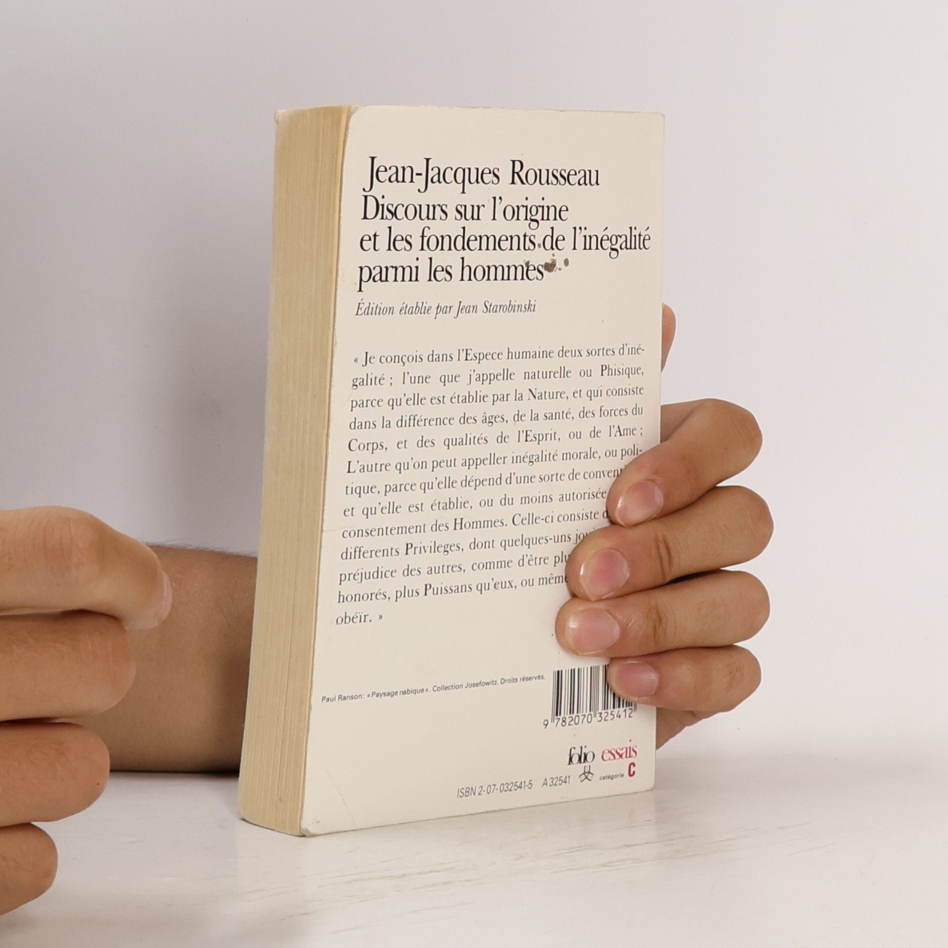 Jean-Jacques Rousseau Discours sur l'origine et les fondements de l'inégalité parmi les hommes: Texte établi, présenté et annoté, par Jean Starobinski