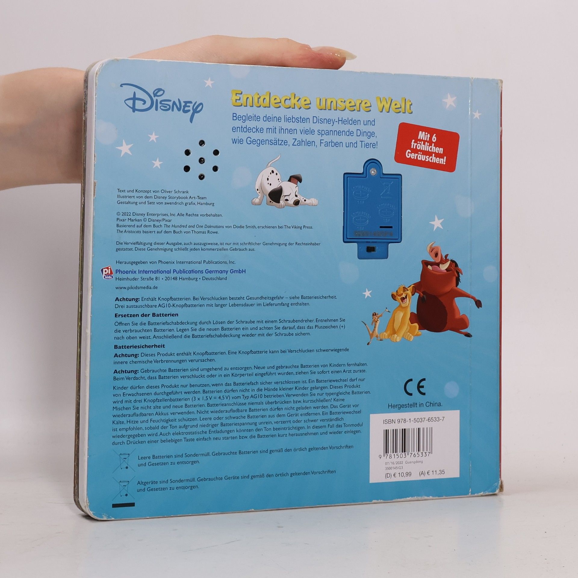 AA.VV. Disney - Entdecke unsere Welt - Pappbilderbuch mit 6 integrierten Sounds - Soundbuch für Kinder ab 18 Monaten