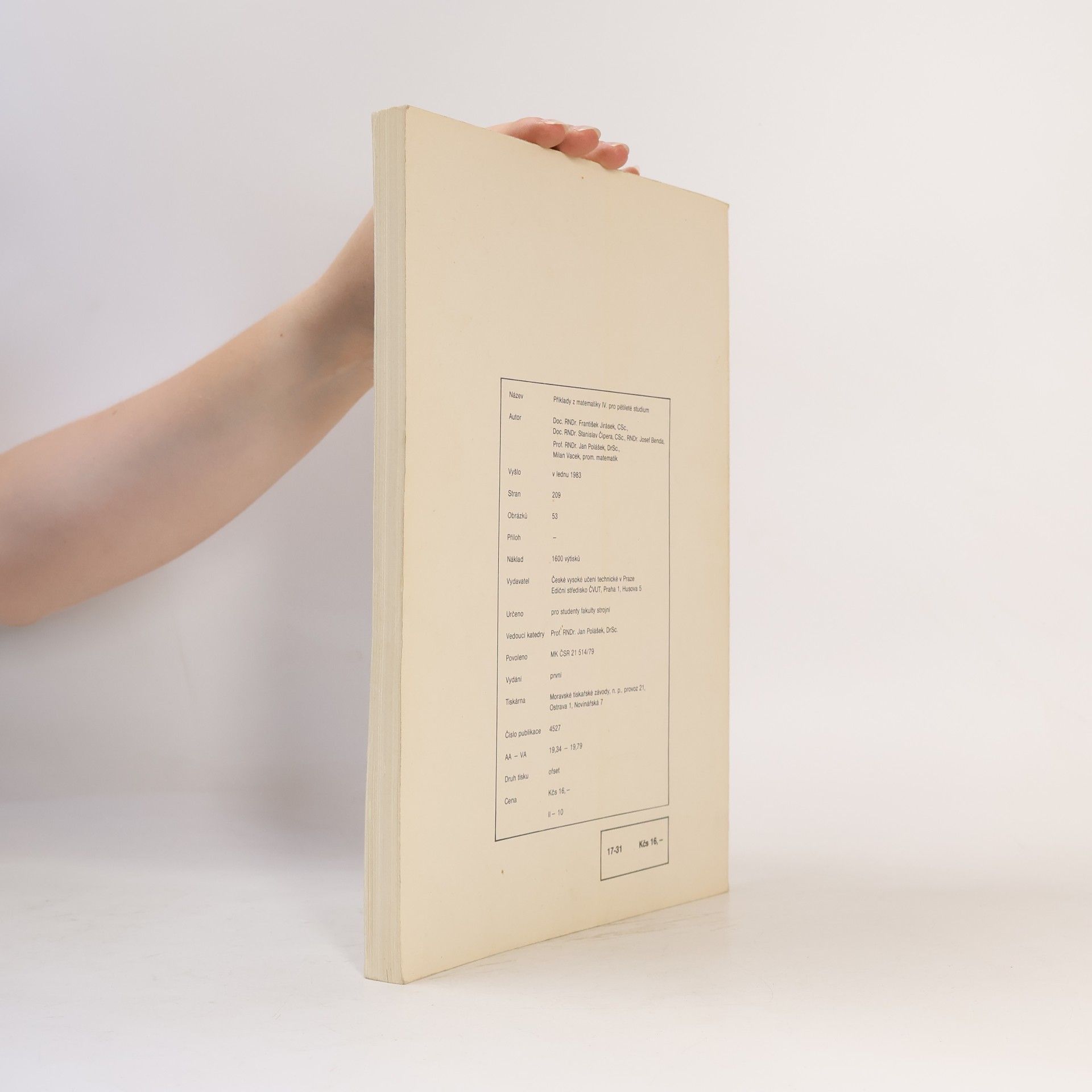 František Jirásek Příklady z matematiky IV. pro pětileté studium