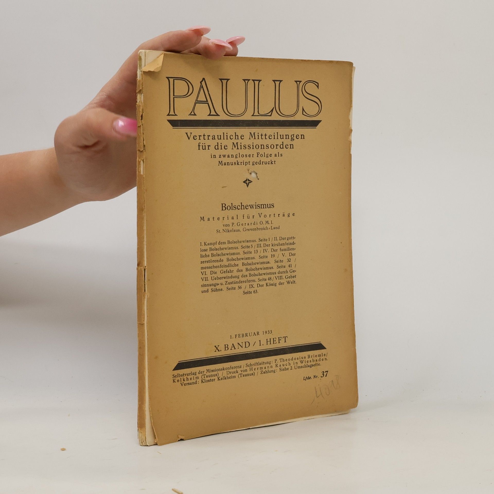 kolektiv Paulus: Vertrauliche Mitteilungen für die Missionsorden X.