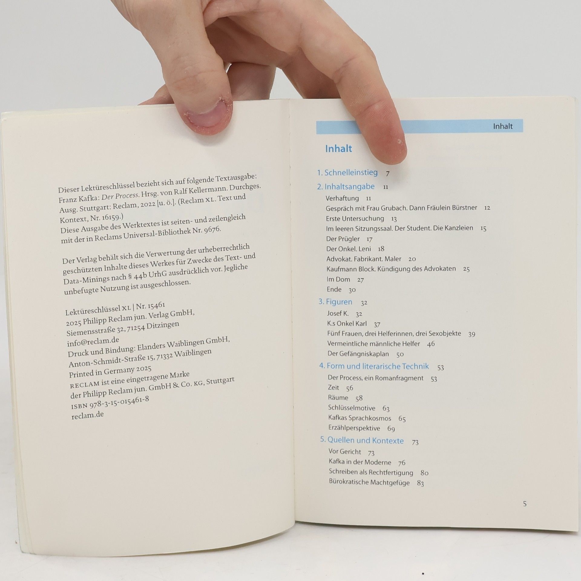 Franz Kafka Reclam Lektüreschlüssel XL: Der Process von Franz Kafka