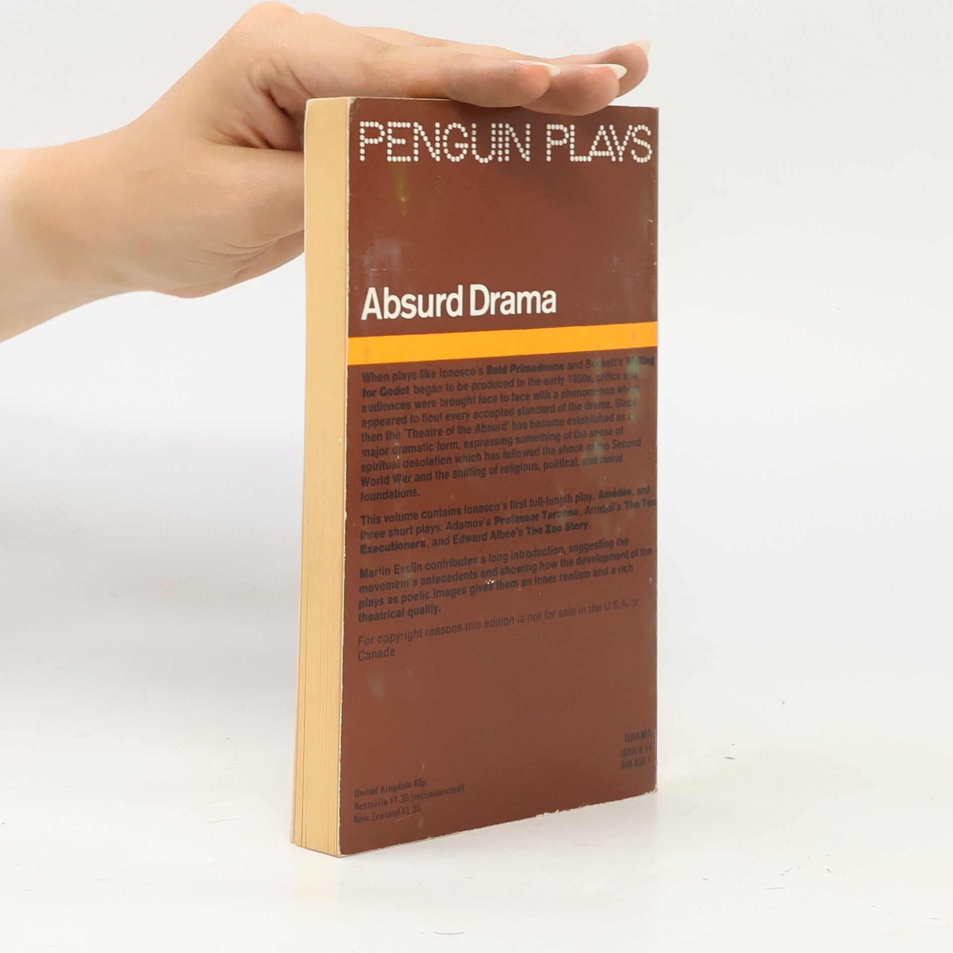Arthur Adamov Penguin Plays: Absurd Drama - Amedee, Professor Taranne, The Two Executioners & The Zoo Story