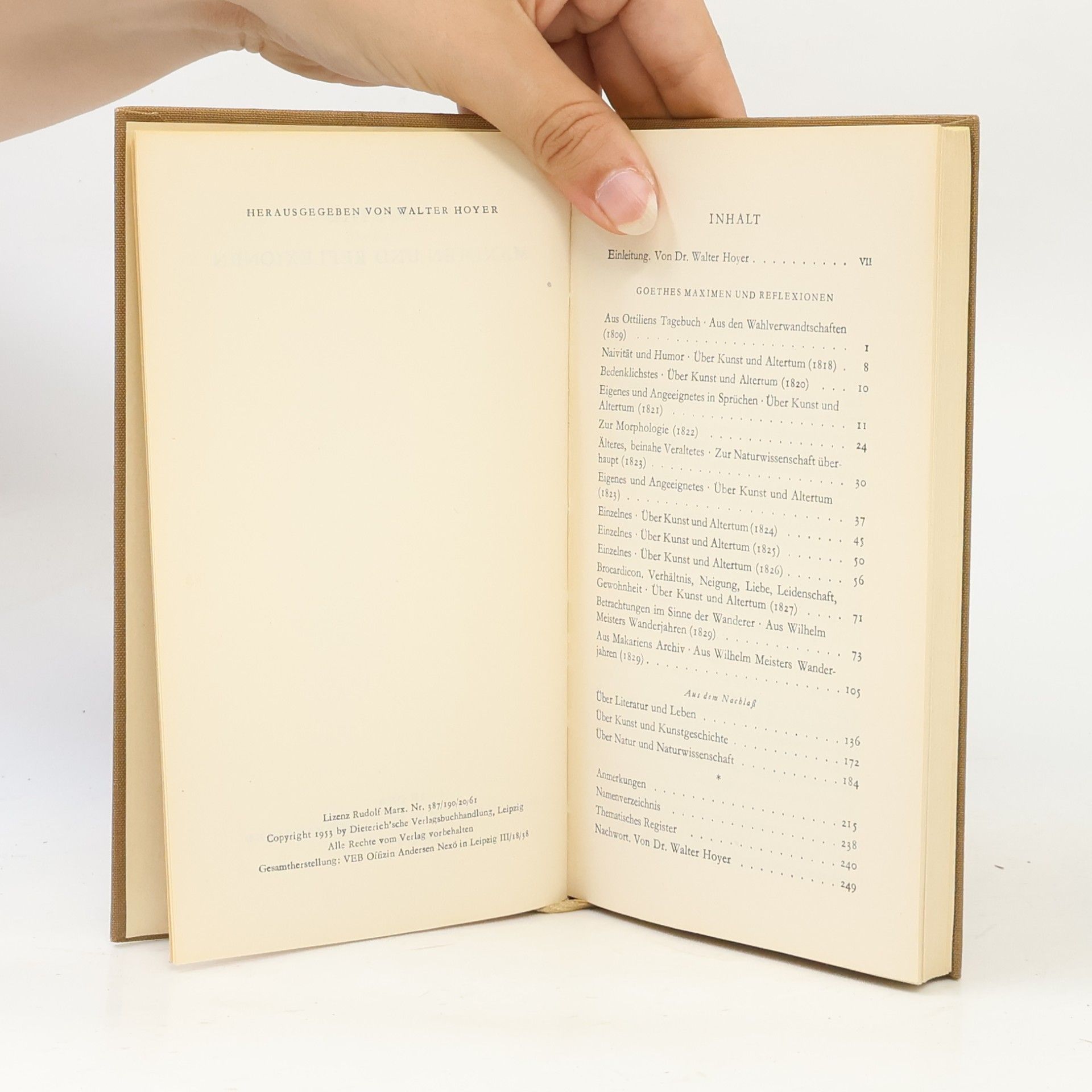 Johann Wolfgang von Goethe Maximen und Reflexionen