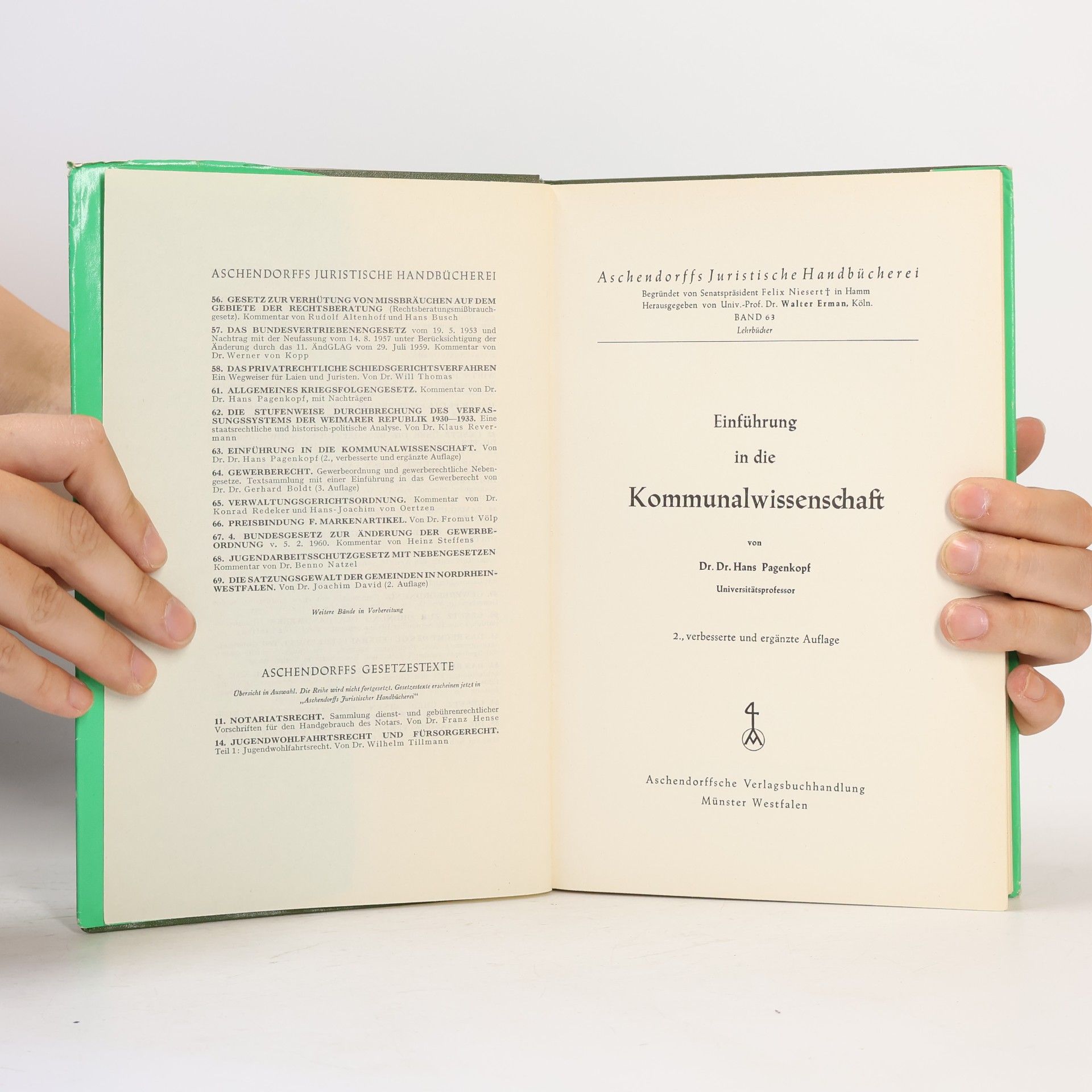 Hans Pagenkopf Einführung in die Kommunalwissenschaft