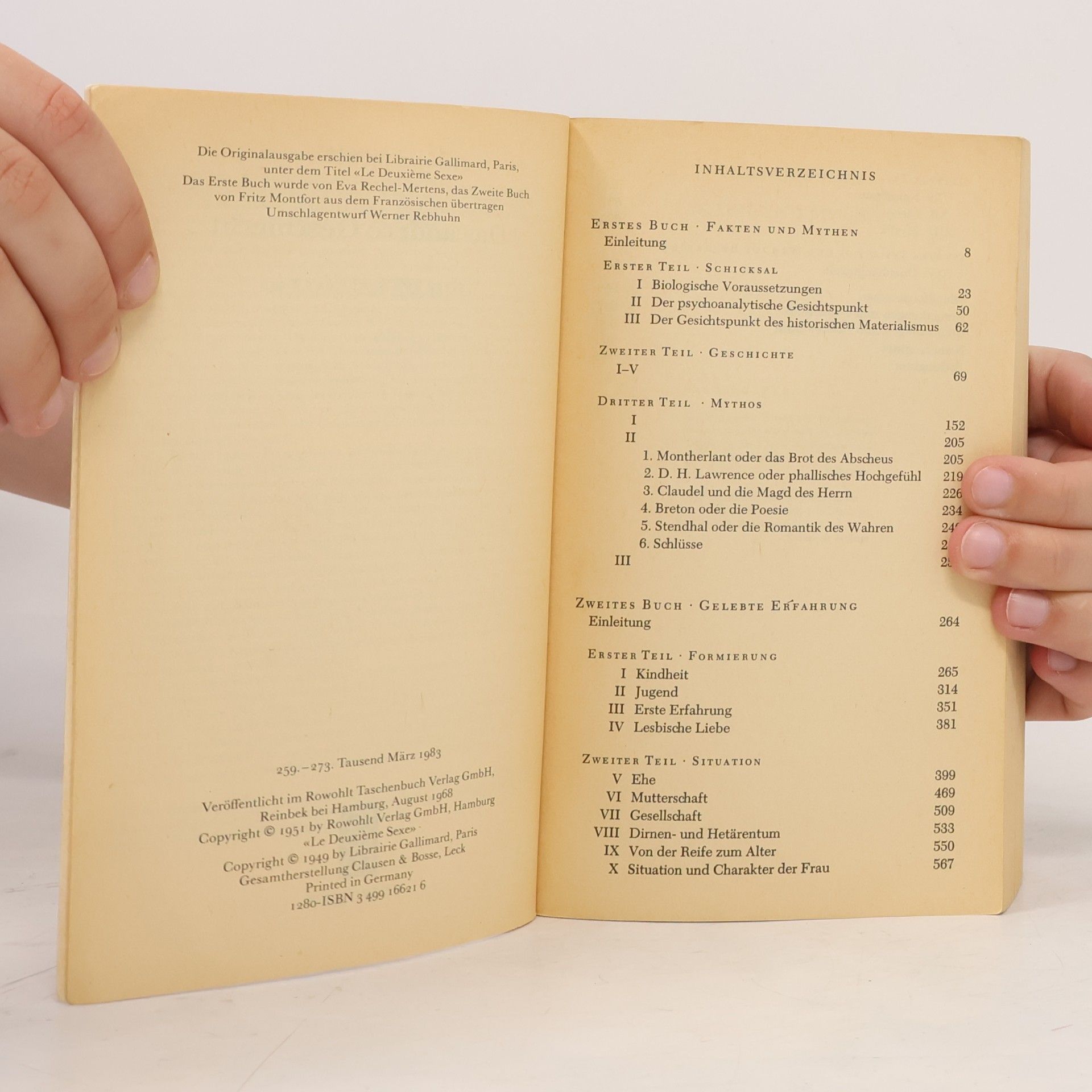 Simone Beauvoir Das andere Geschlecht