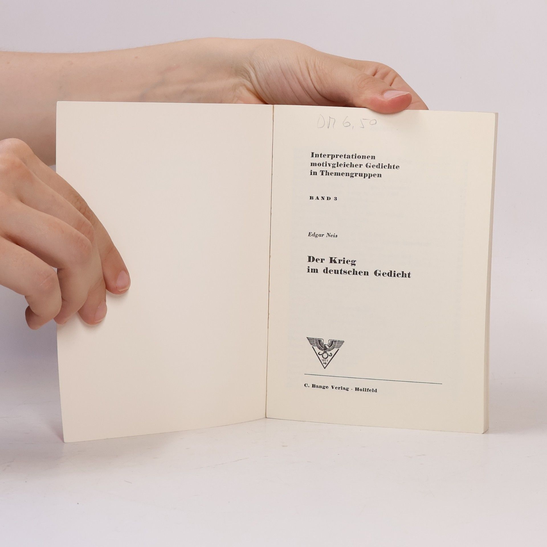 Edgar Neis Der Krieg im deutschen Gedicht