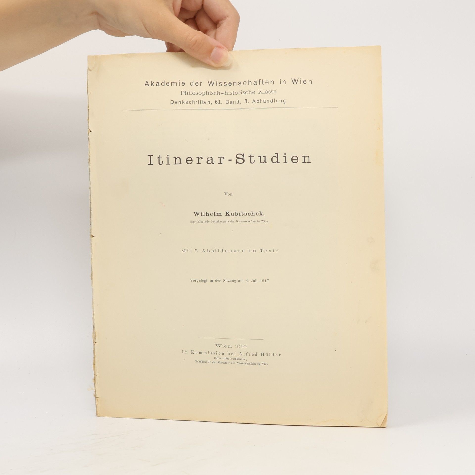 Wilhelm Kubitschek Itinerar-Studien
