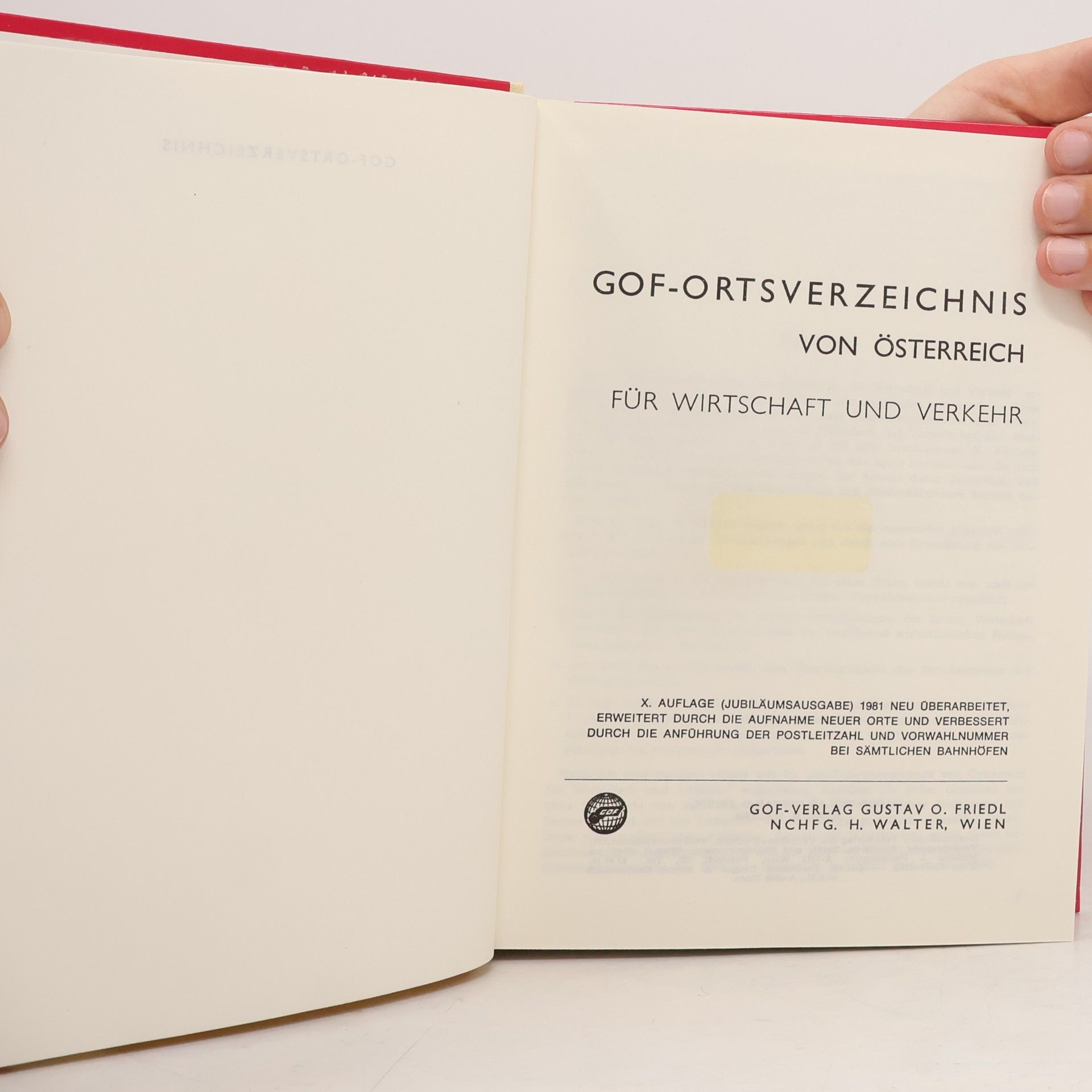 Autorenkollektiv GOF-Ortsverzeichnis von Österreich für Wirtschaft und Verkehr