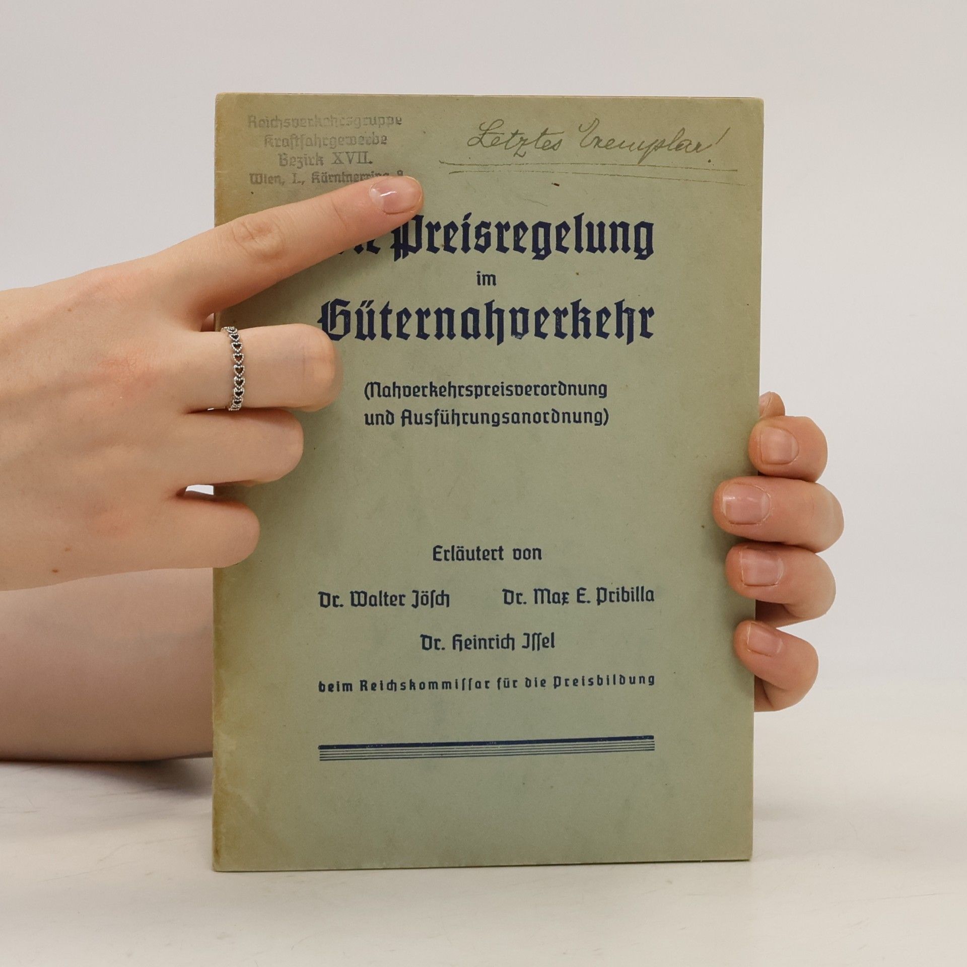 Walter Jösch  Die Preisregelung im Güternahverkehr