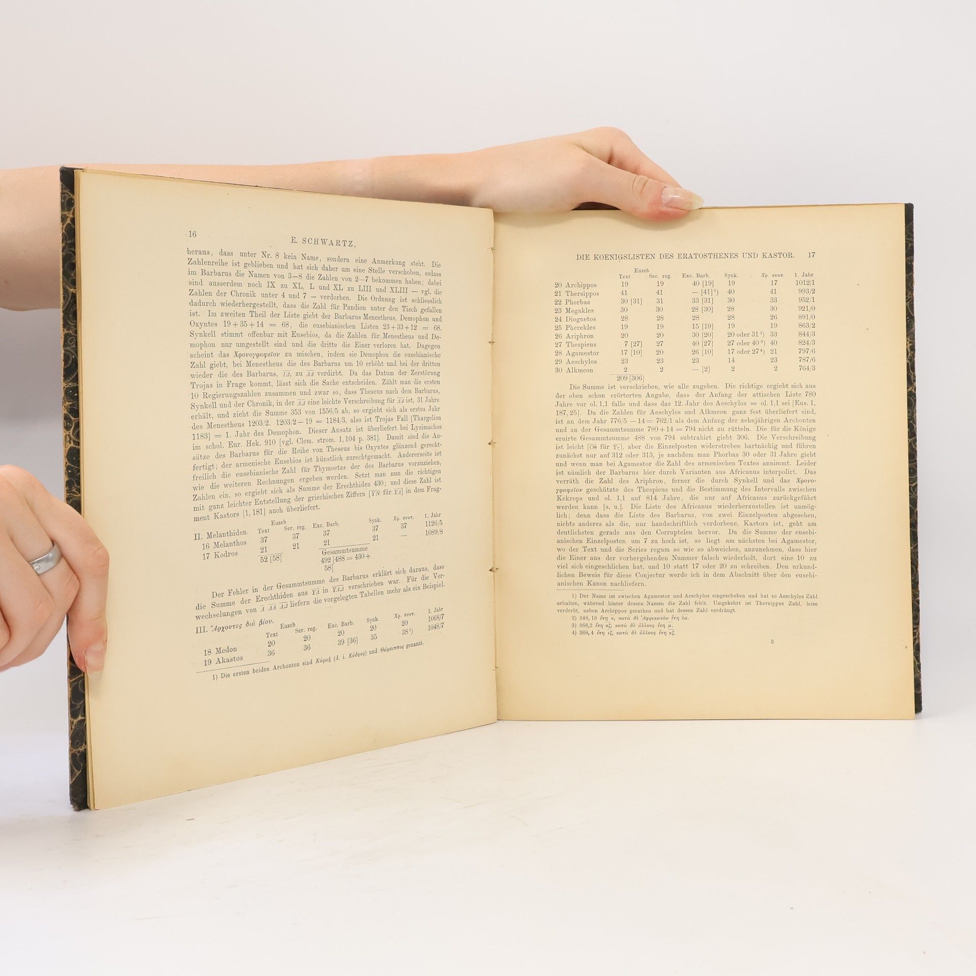 Eduard Schwartz Die Königslisten des Eratosthenes und Kastor