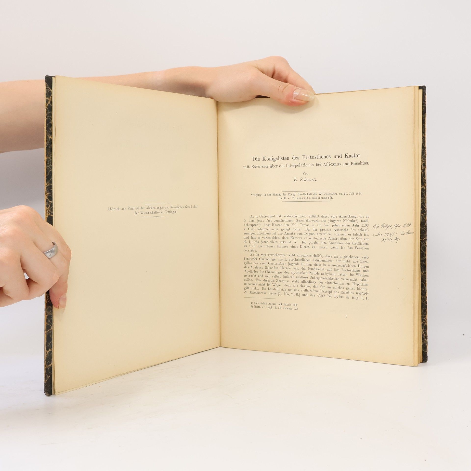 Eduard Schwartz Die Königslisten des Eratosthenes und Kastor