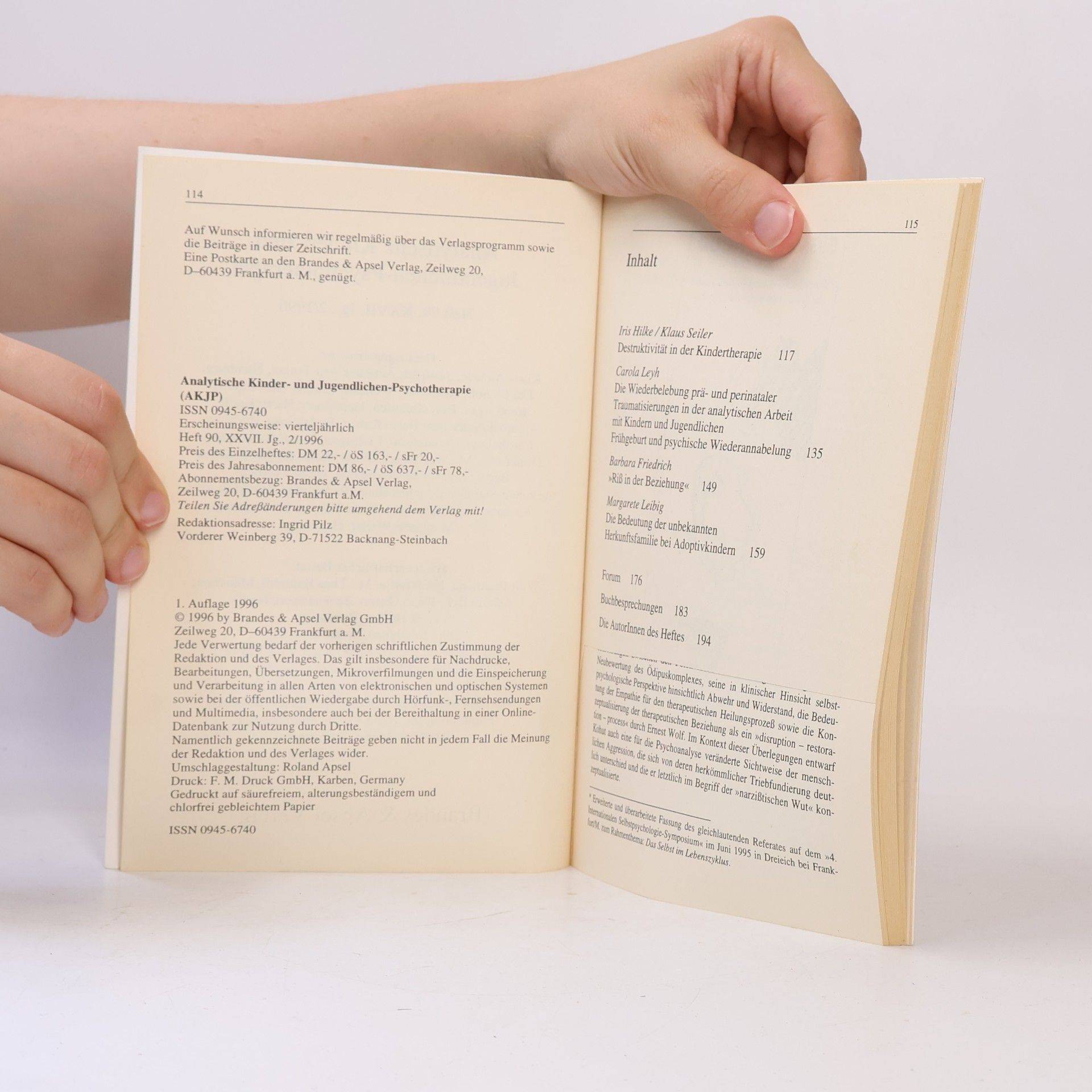 Kolektiv autorů Analytische Kinder- und Jugendlichen-Psychotherapie 2/1999
